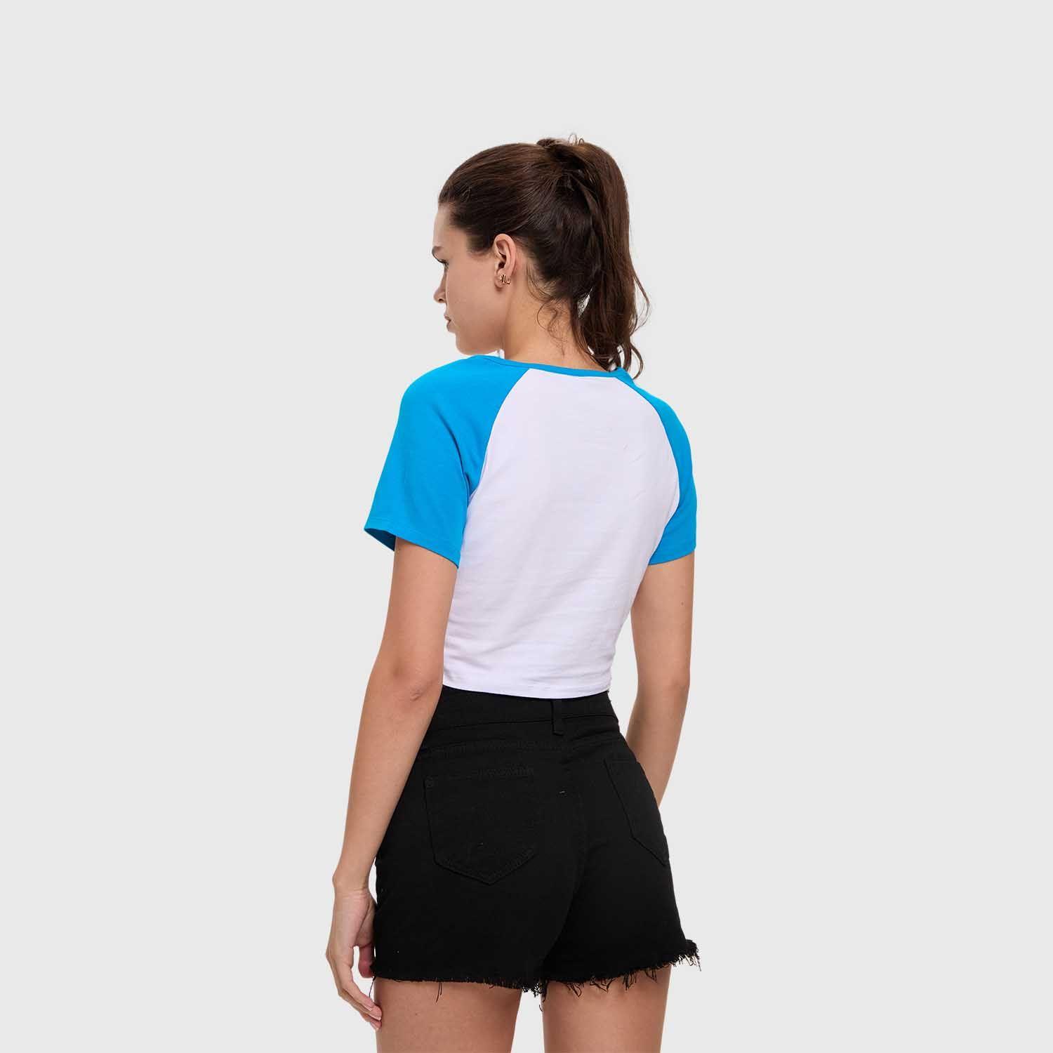 Polera Mujer Crop Estampado Azul Claro Fashion's Park-2