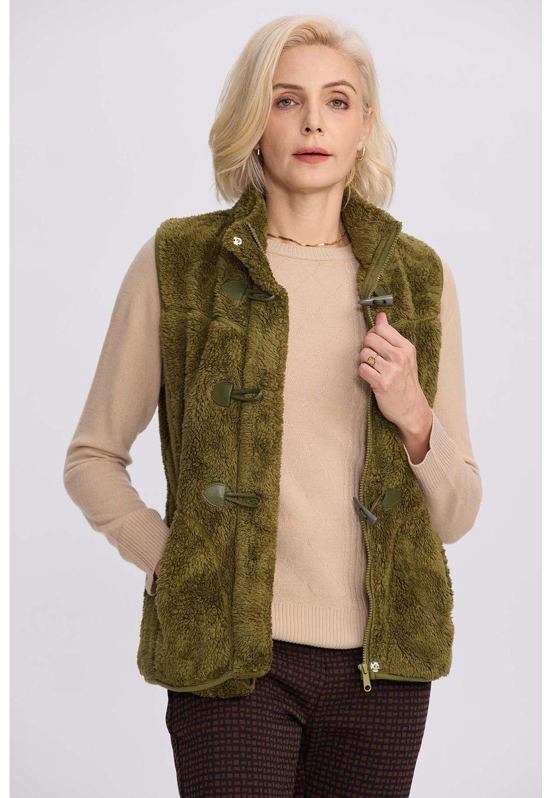 Polar Mujer Peludo Estilo Montgomery Verde-0