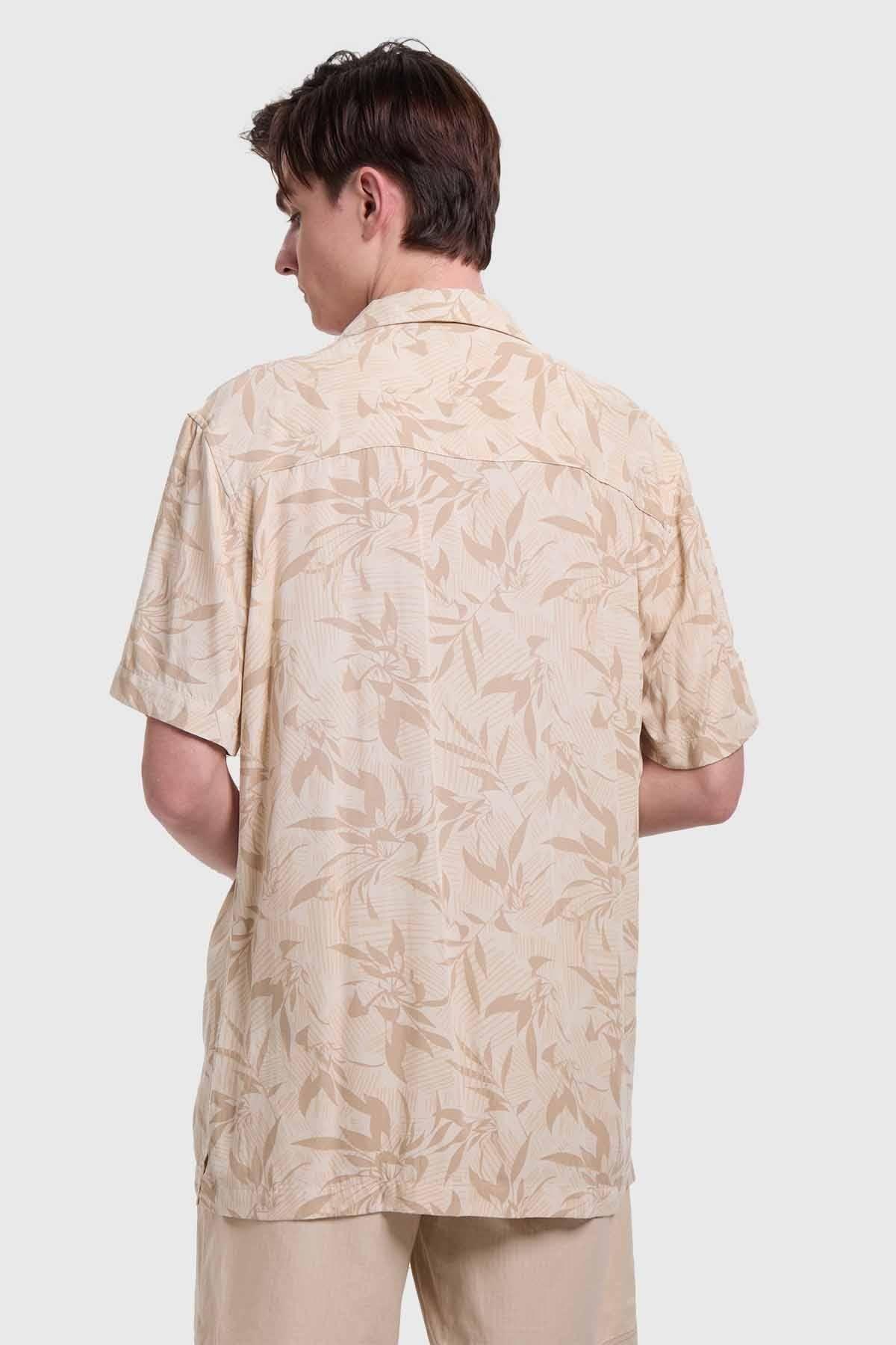 Camisa Hombre Print Tropical Beige-2