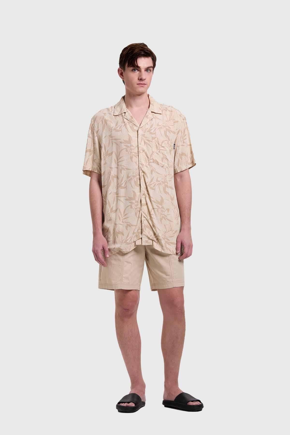 Camisa Hombre Print Tropical Beige-3