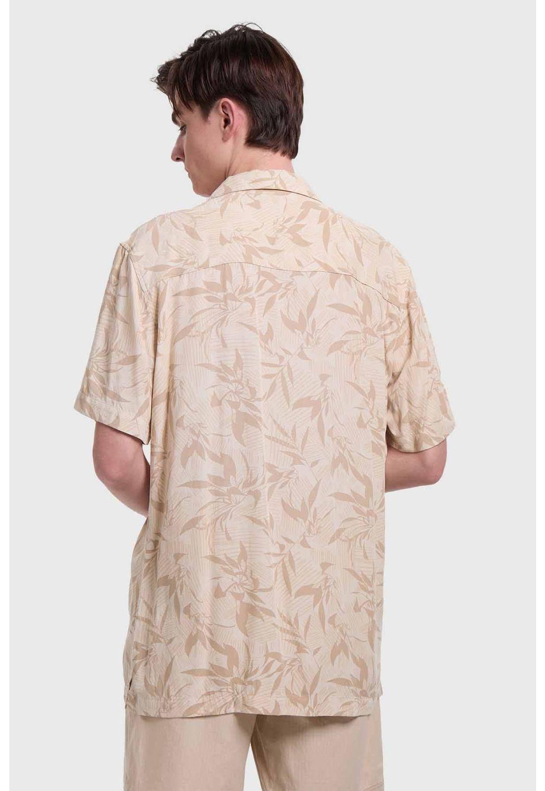 Camisa Hombre Print Tropical Beige-2