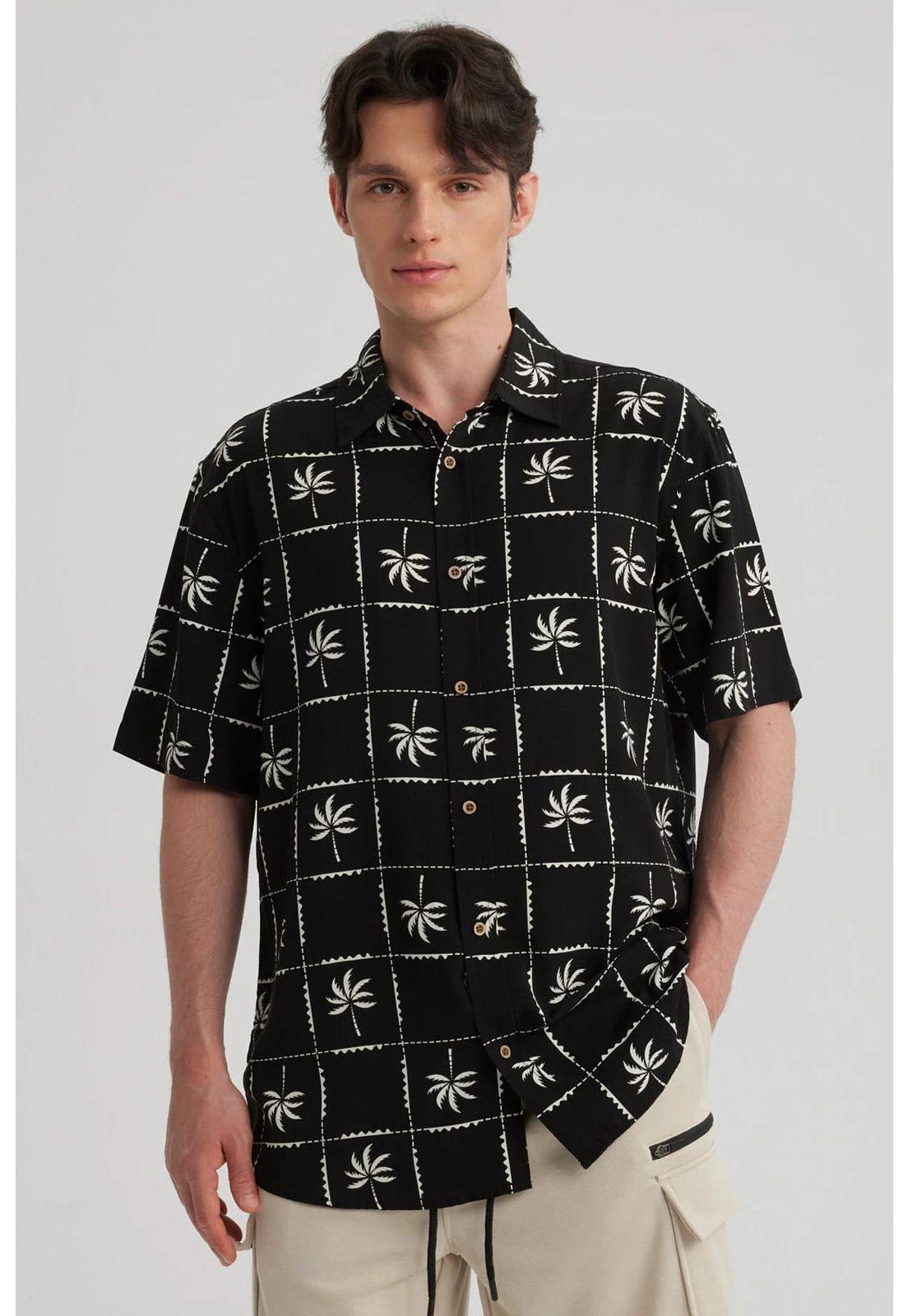 Camisa Hombre Full Print Negro - VI-3