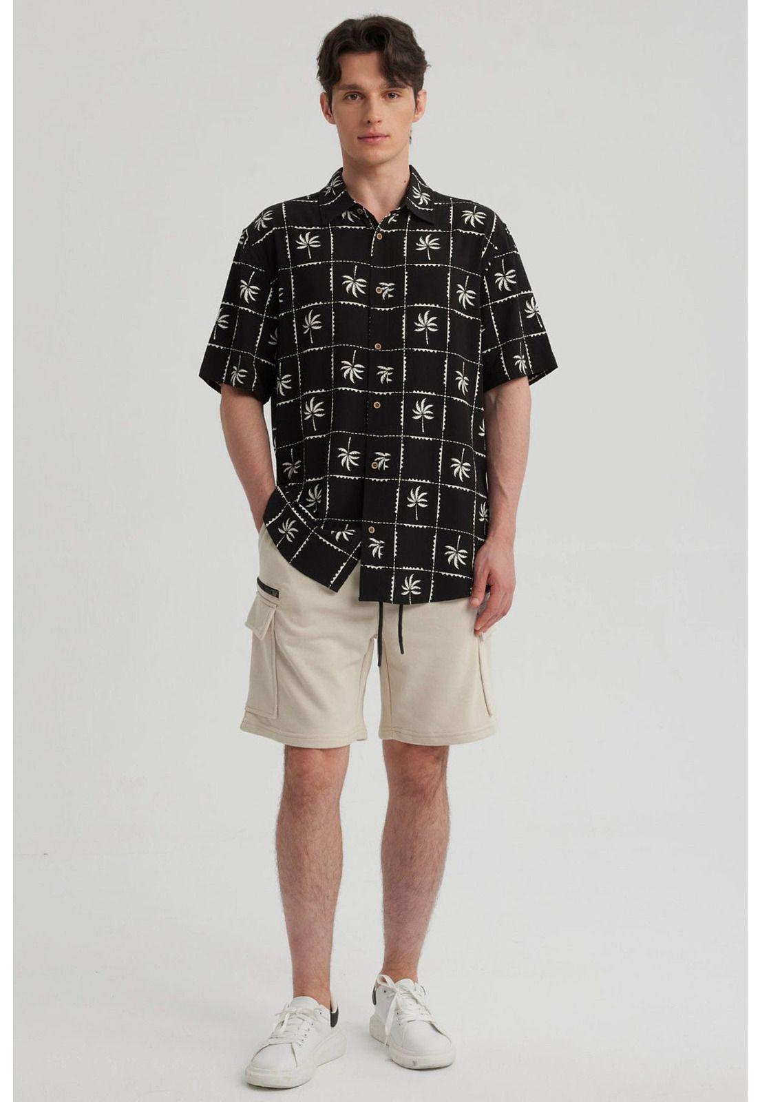 Camisa Hombre Full Print Negro - VI-7