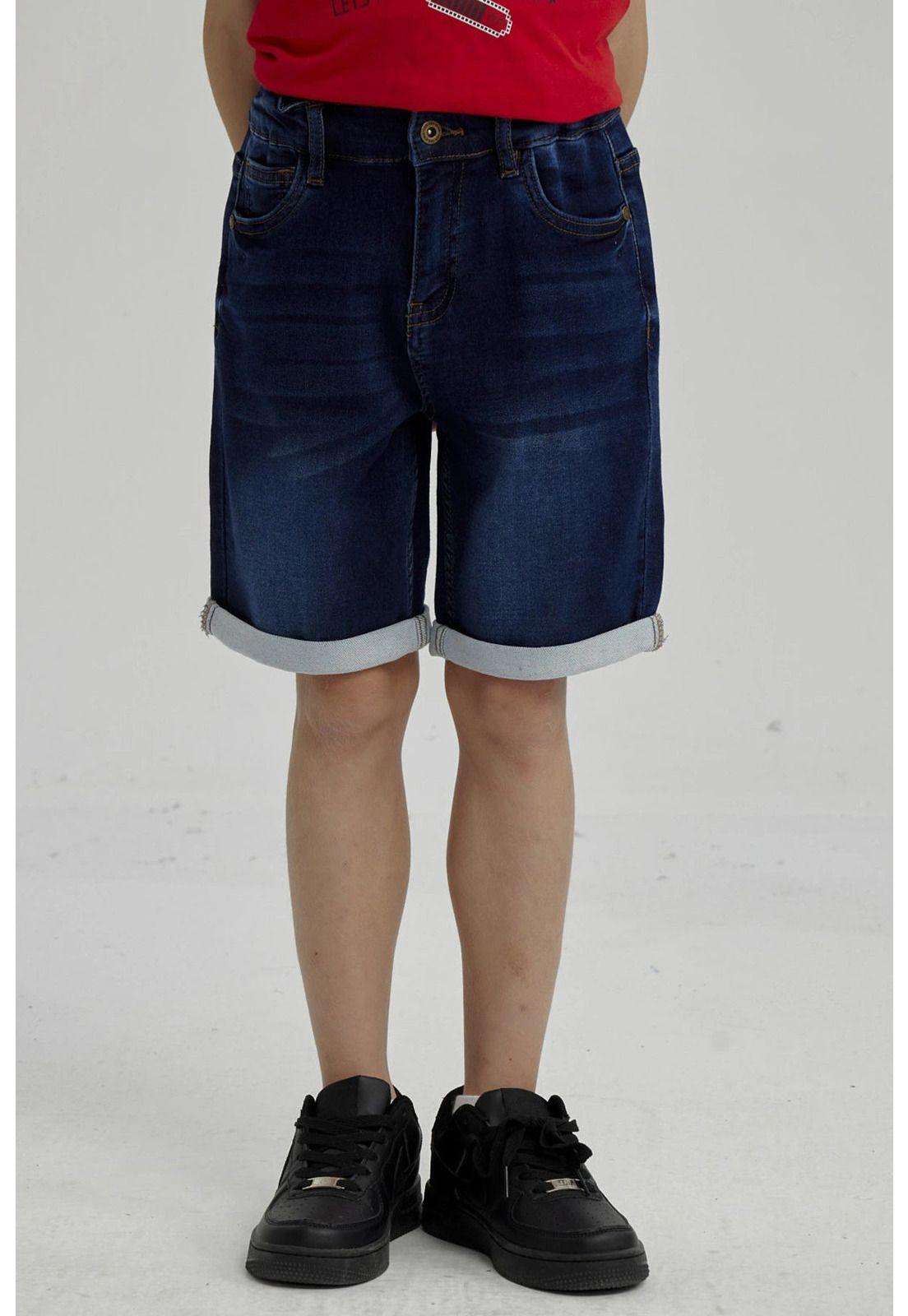 Bermuda Niño Básico Denim Azul Oscuro-0