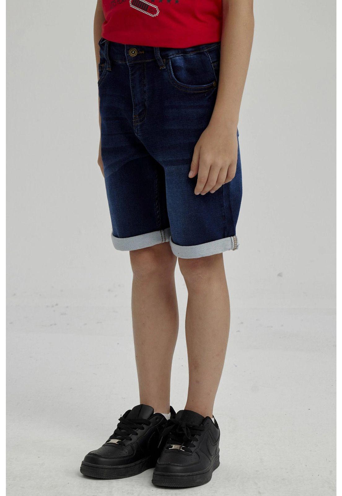 Bermuda Niño Básico Denim Azul Oscuro-5