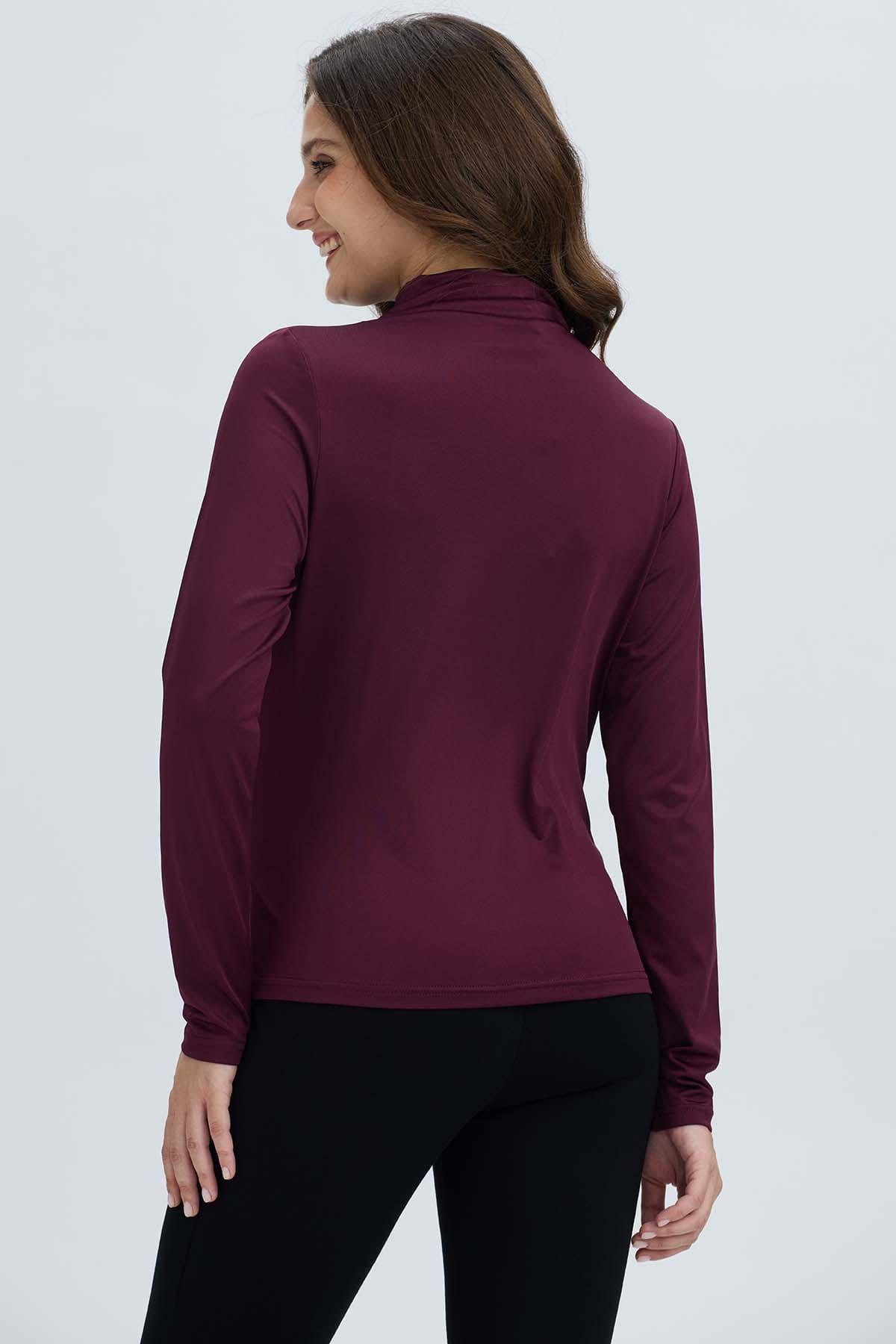 Polera Mujer Aplicación Arrugado Vino-2