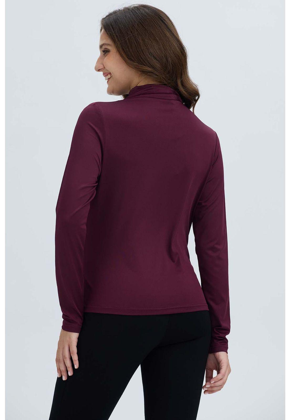 Polera Mujer Aplicación Arrugado Vino-2