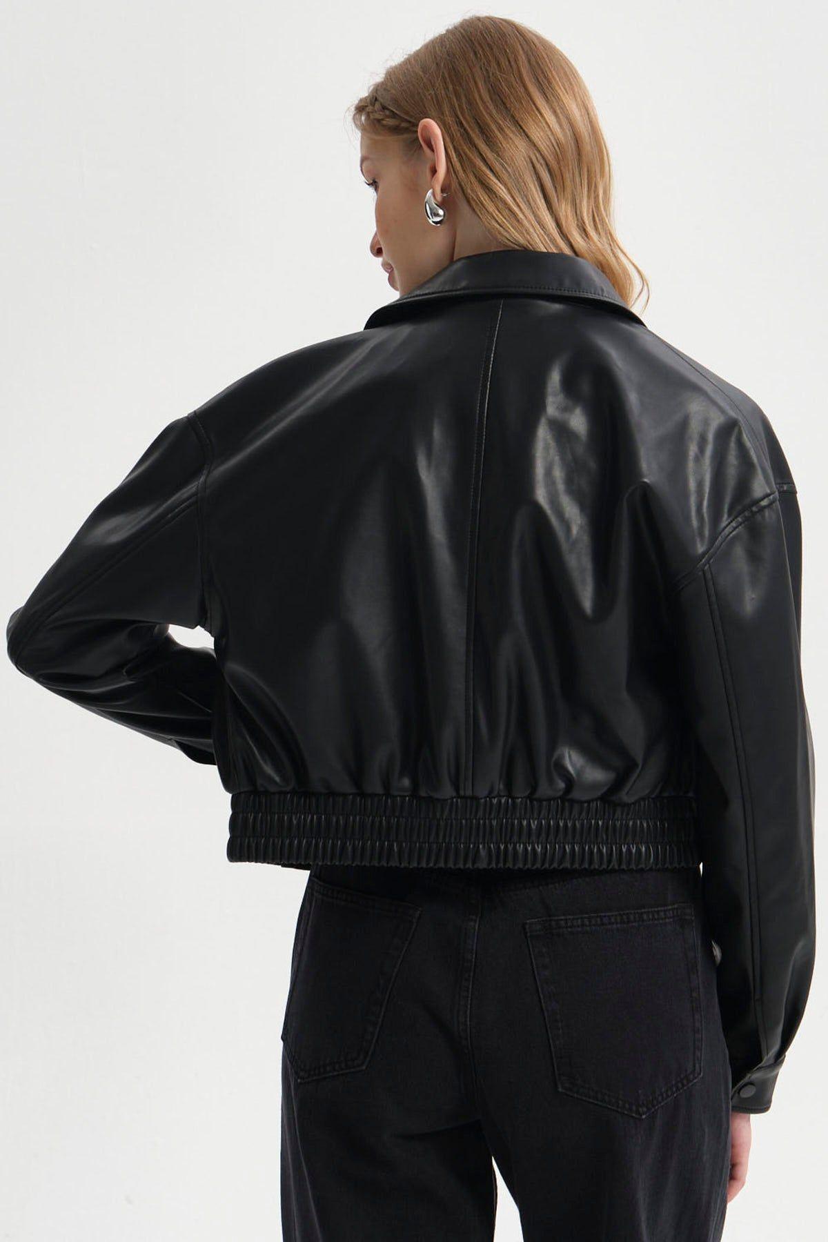 Chaqueta Mujer Con Aplicación Bolsillo Negro-2