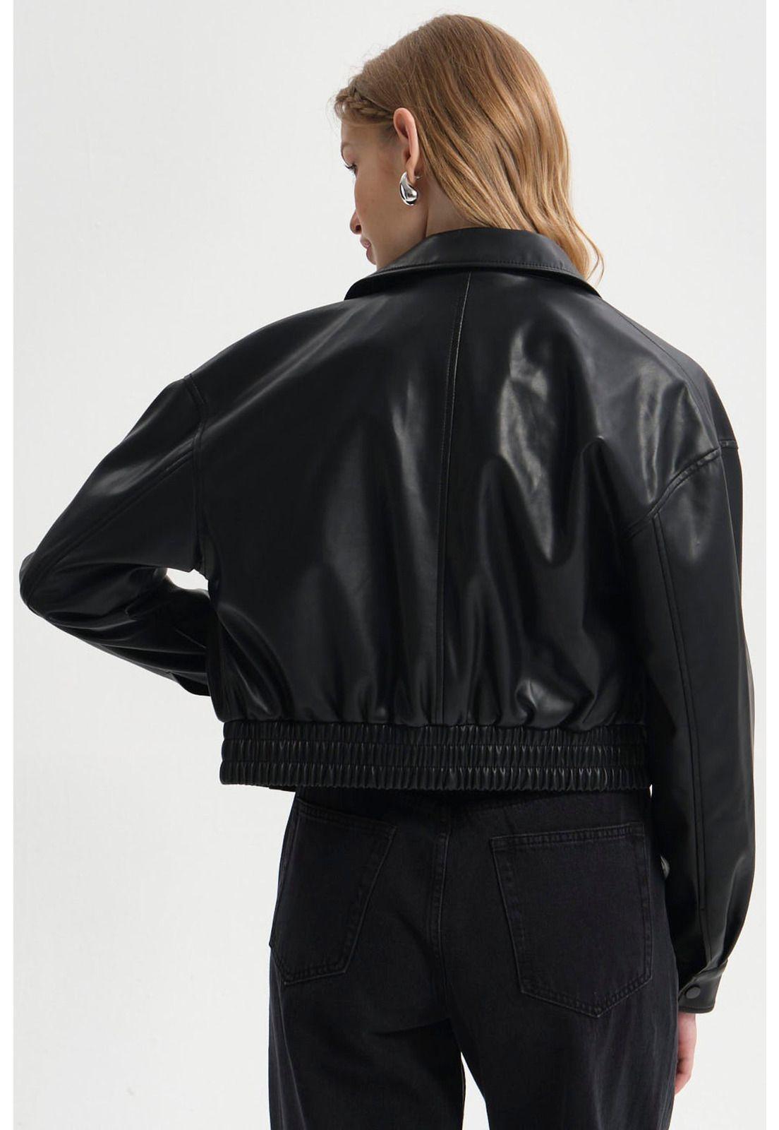 Chaqueta Mujer Con Aplicación Bolsillo Negro-2