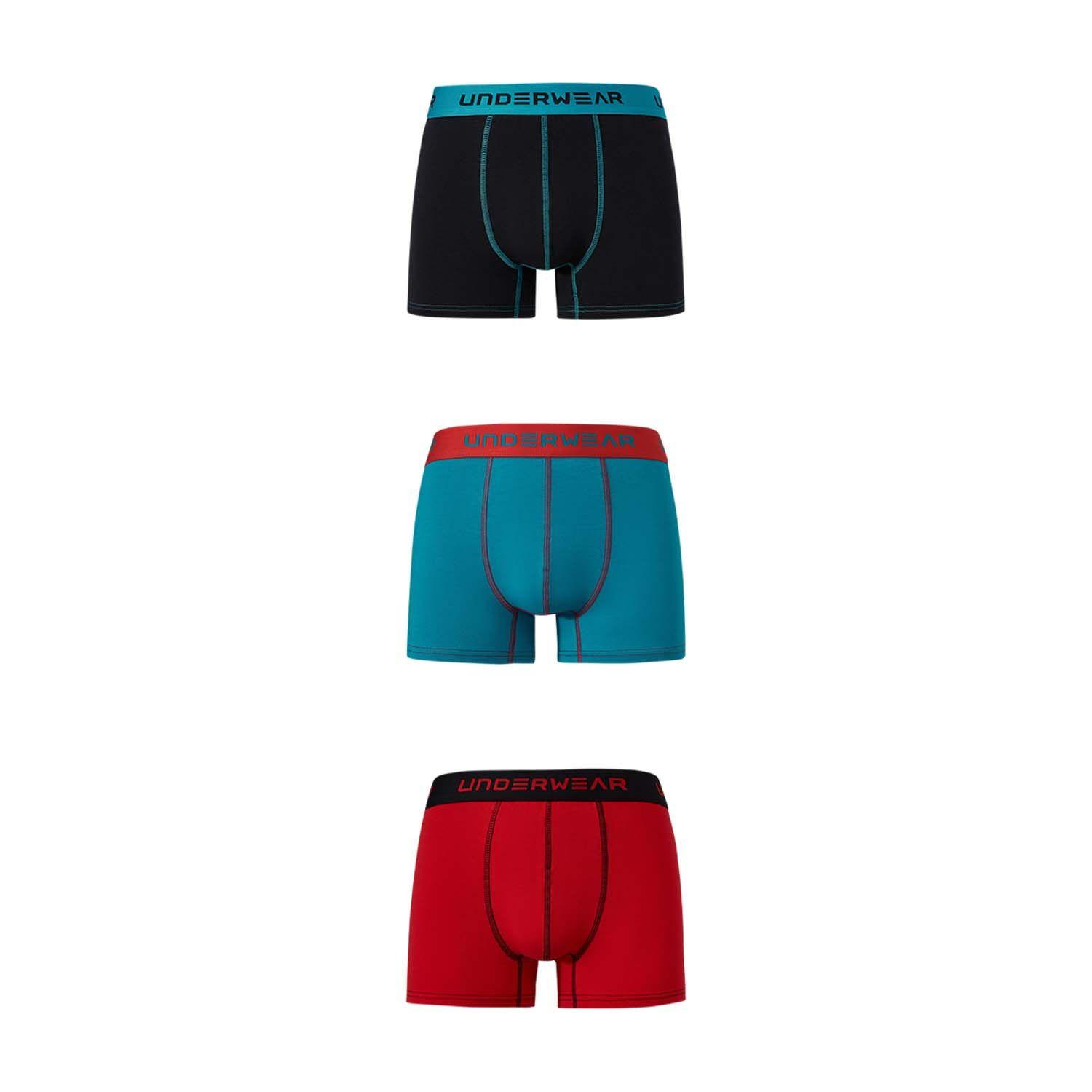 Boxer Hombre Tripack Corto Rojo-0