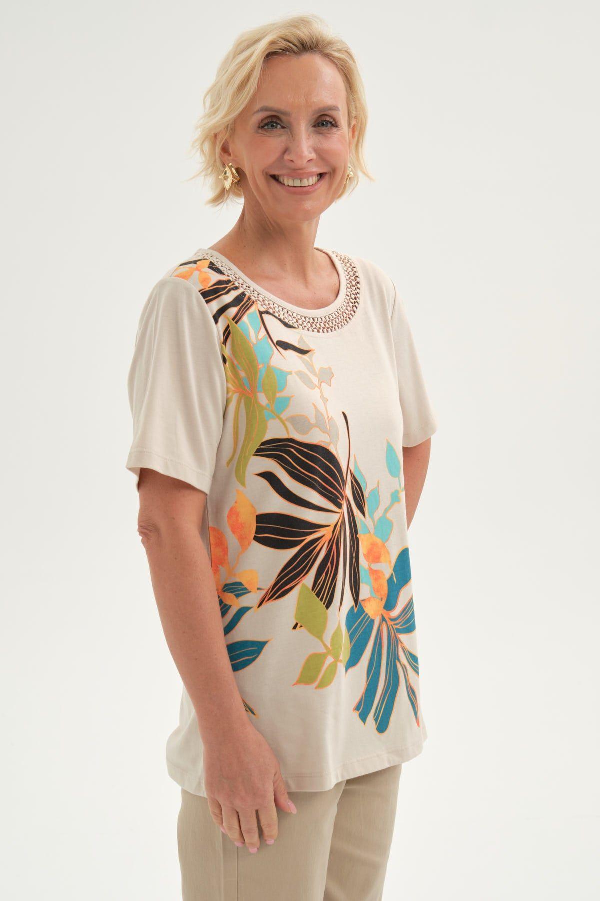 Polera Mujer Estampada Beige II-1
