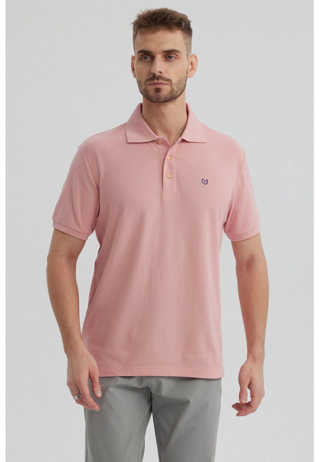 Polera Hombre Pique Básica Lisa Palo Rosa - lV-0