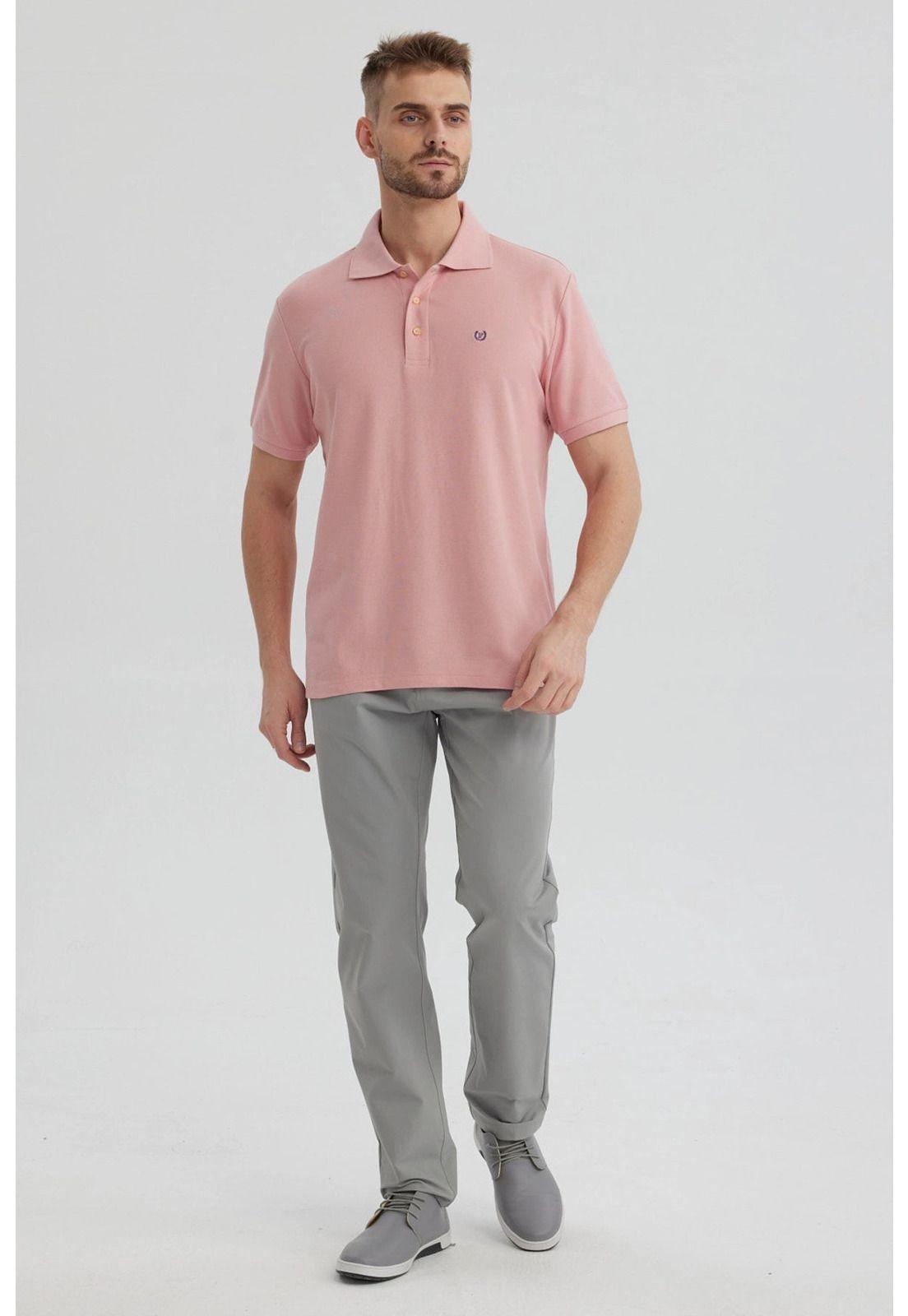 Polera Hombre Pique Básica Lisa Palo Rosa - lV-3