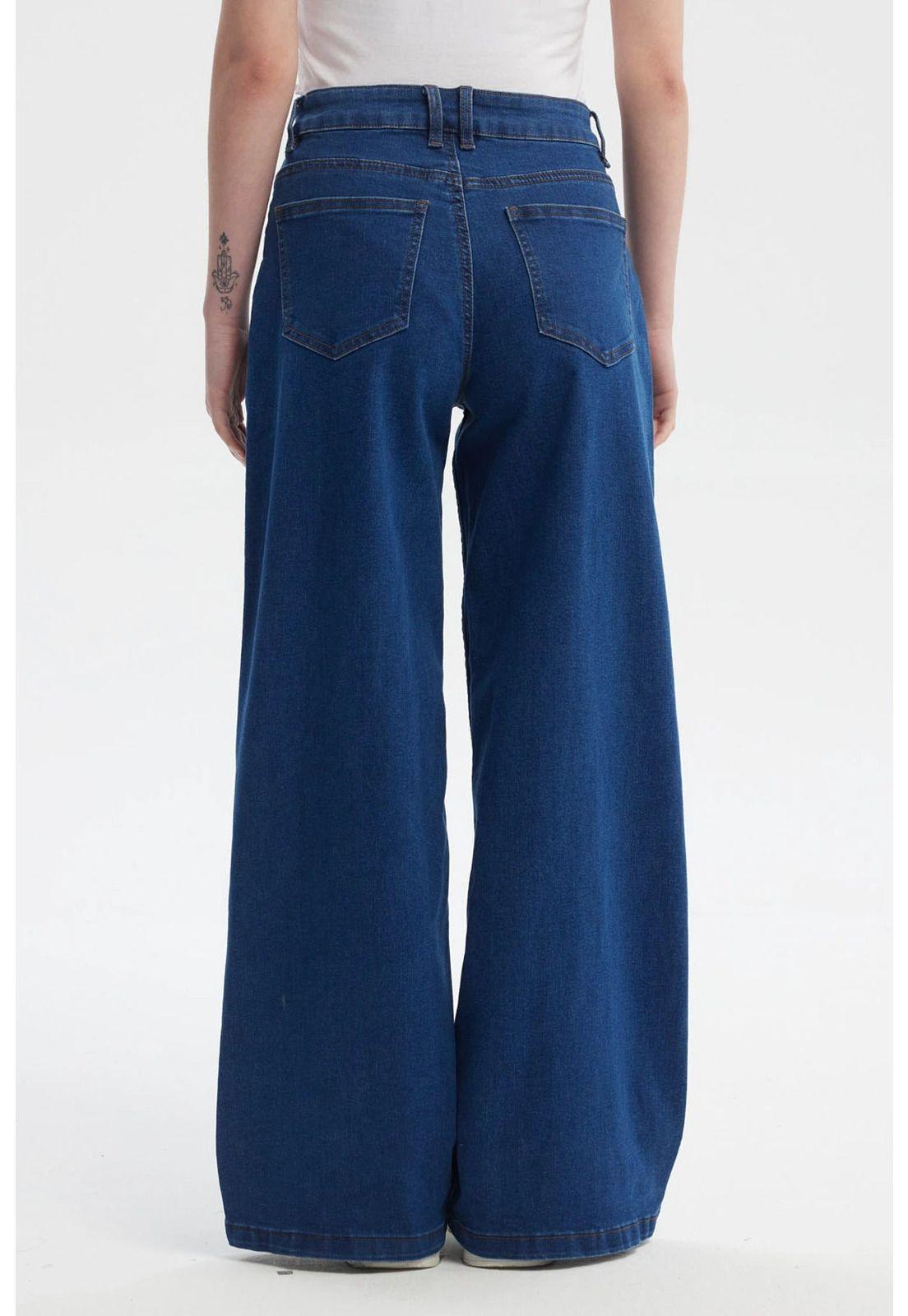 Jeans Mujer Wide Leg Azul Oscuro - ll-2
