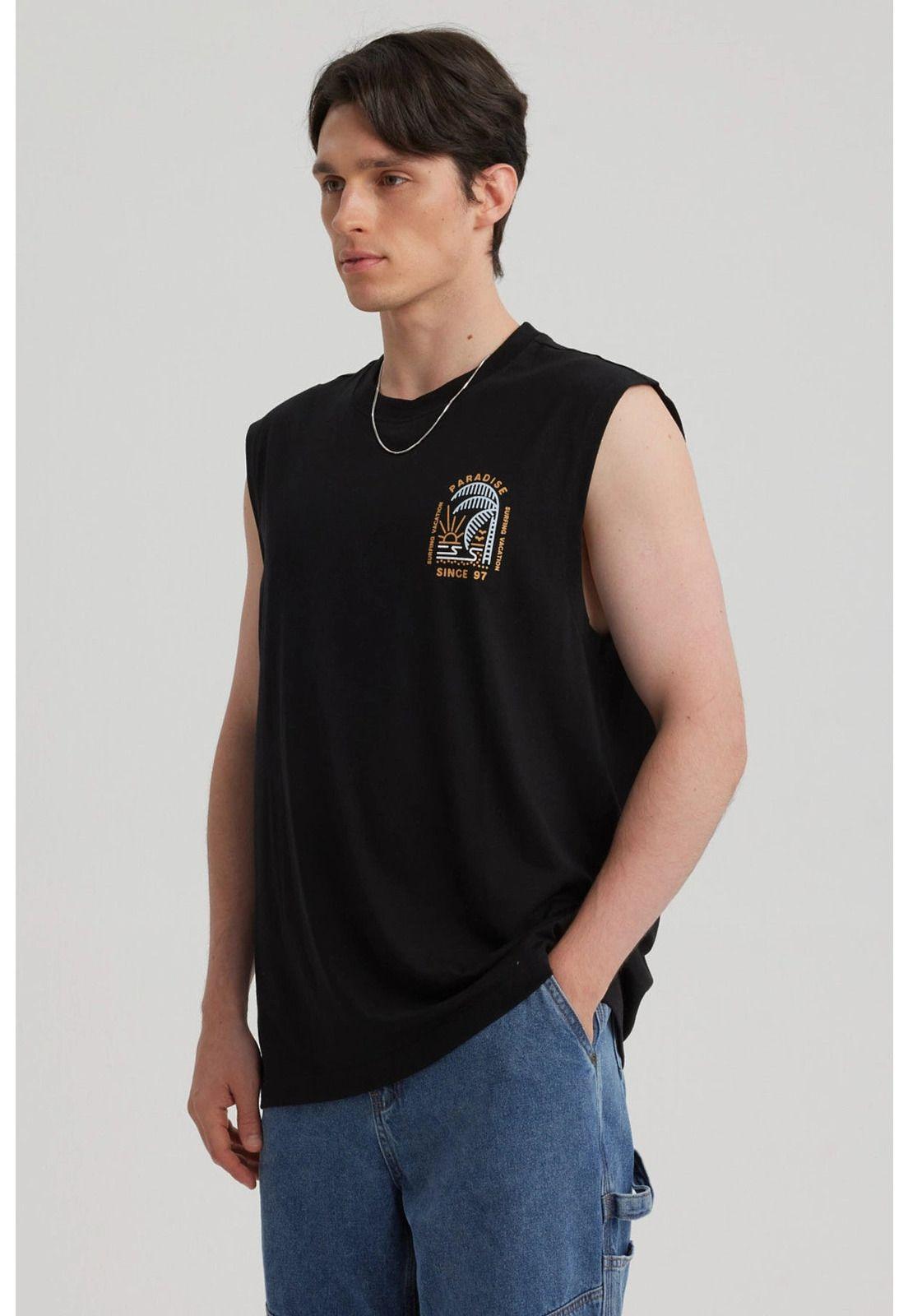 Polera Hombre Doble Print Negro - Vl-3