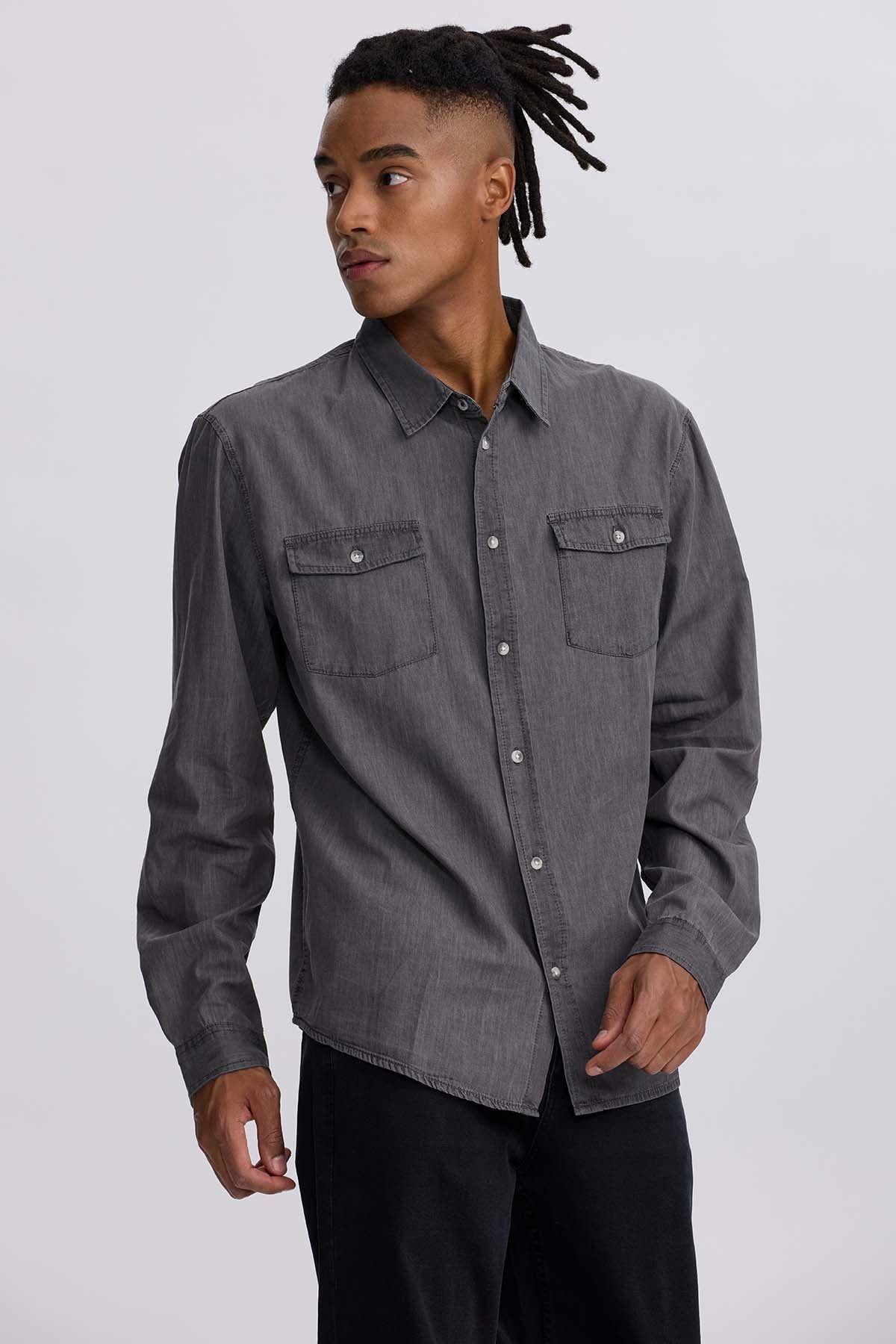 Camisa Hombre Clásica Dallas Gris-1