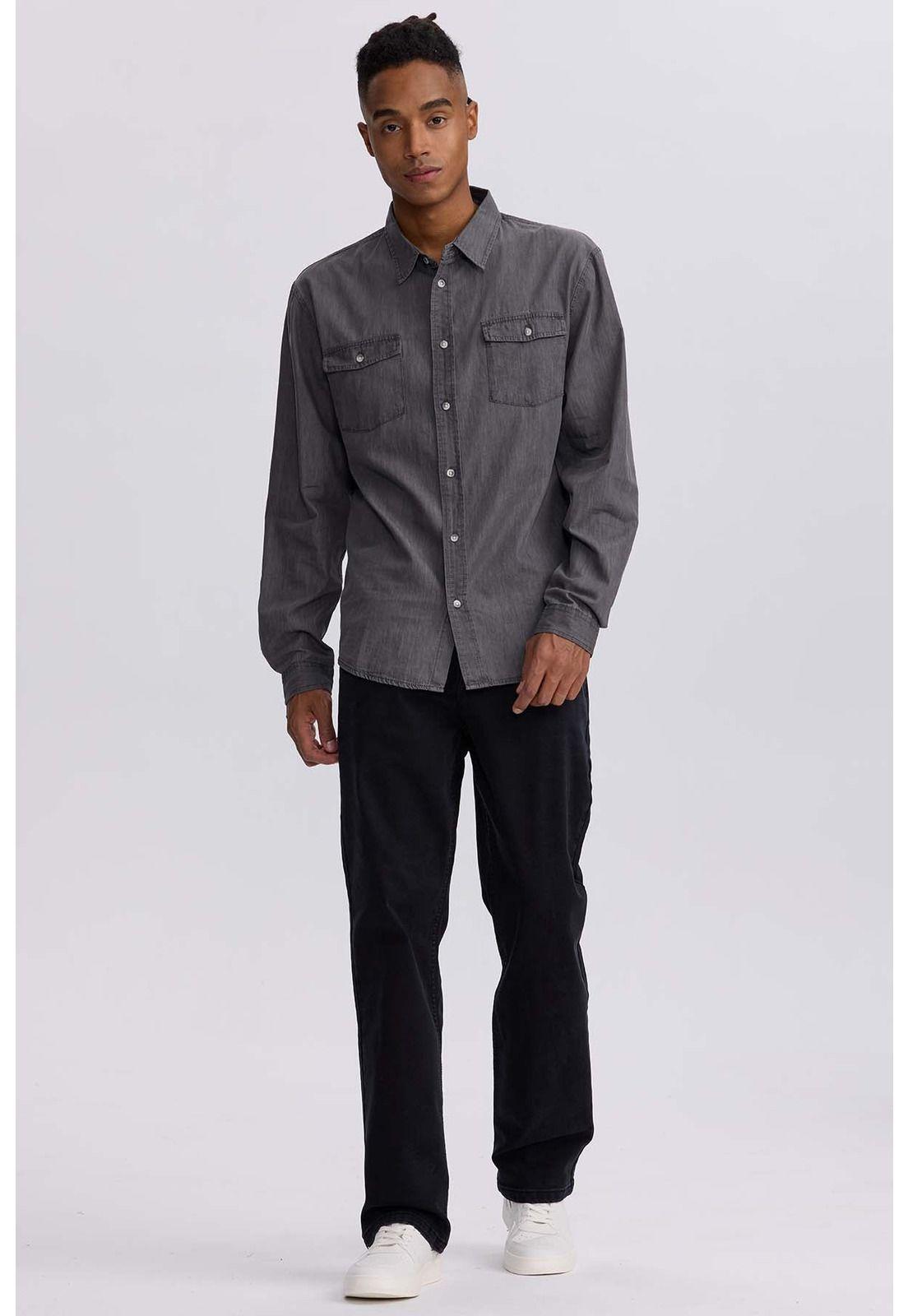 Camisa Hombre Clásica Dallas Gris-3