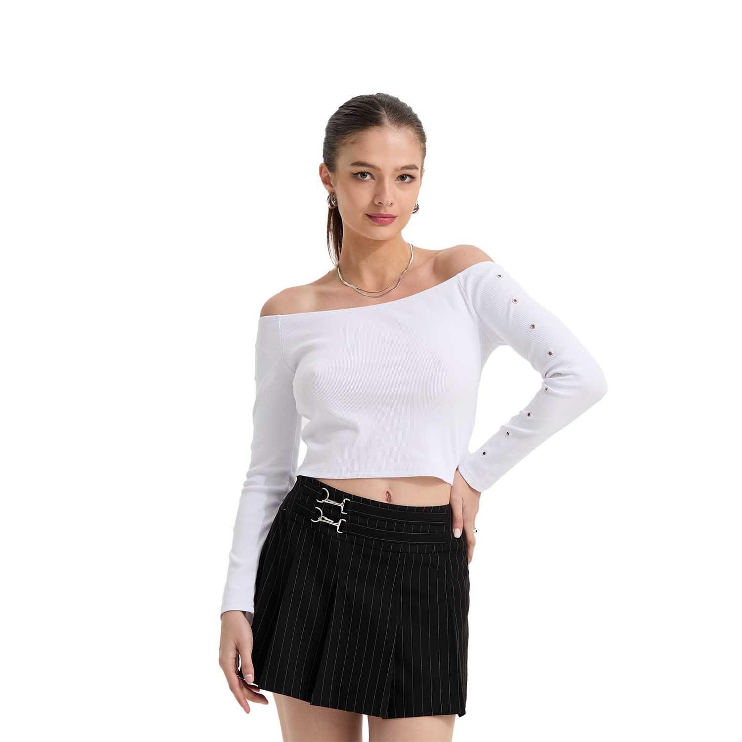 Polera Mujer Ojetillo Brazos Blanco Fashion's Park-0