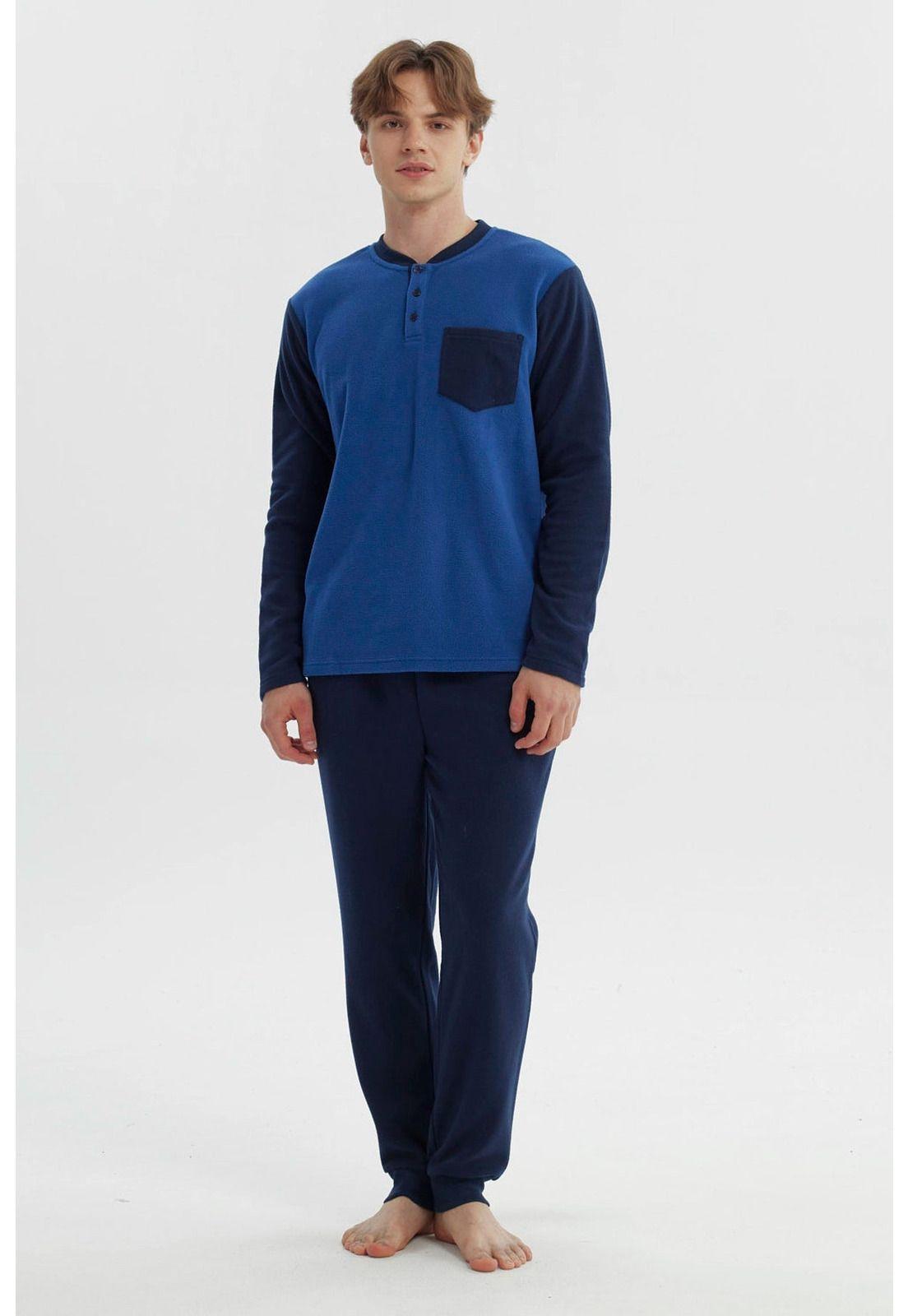 Pijama Hombre Pijama Polera Y Pantalón Azul - lV-0