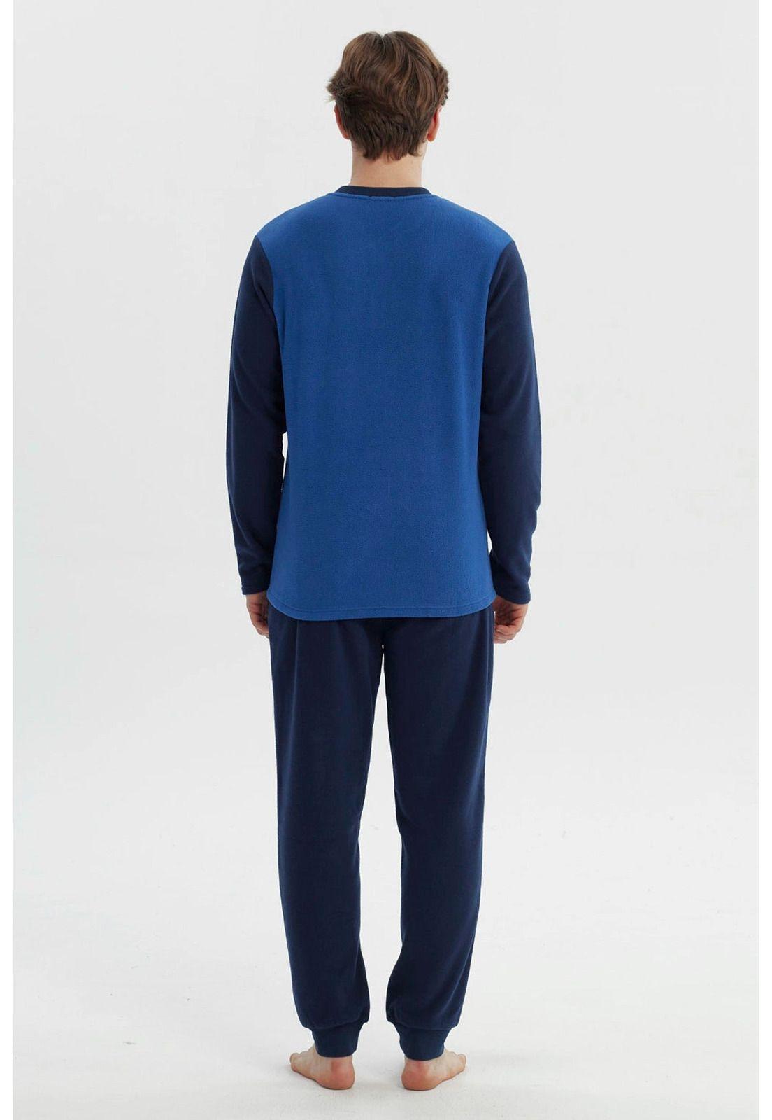 Pijama Hombre Pijama Polera Y Pantalón Azul - lV-1