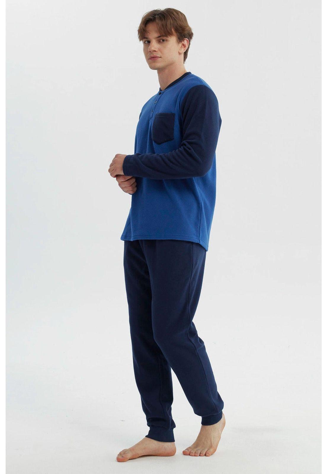 Pijama Hombre Pijama Polera Y Pantalón Azul - lV-2