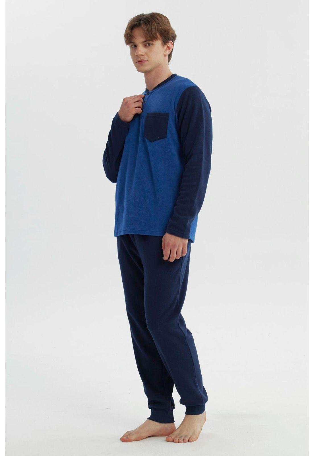 Pijama Hombre Pijama Polera Y Pantalón Azul - lV-3