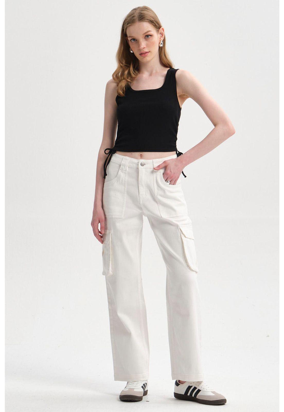 Polera Mujer Recogido Costado Negro - V-3