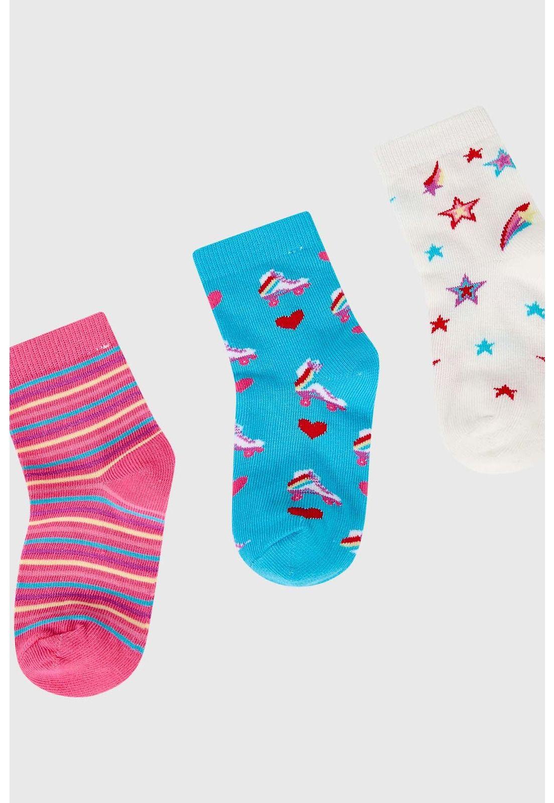 Calcetín Niña Tripack Azul-1