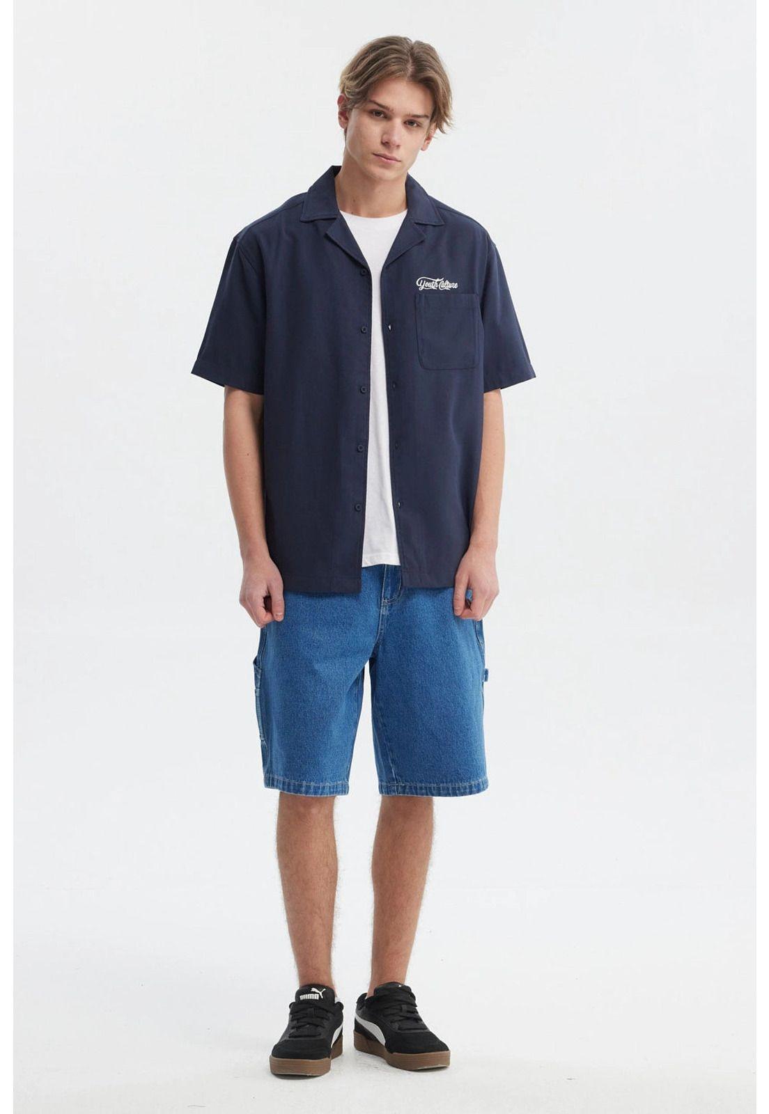 Camisa Hombre Oversize Azul-3