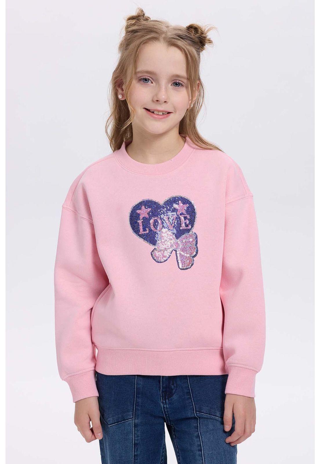 Polerón Niña Print Cerrado Rosado-0