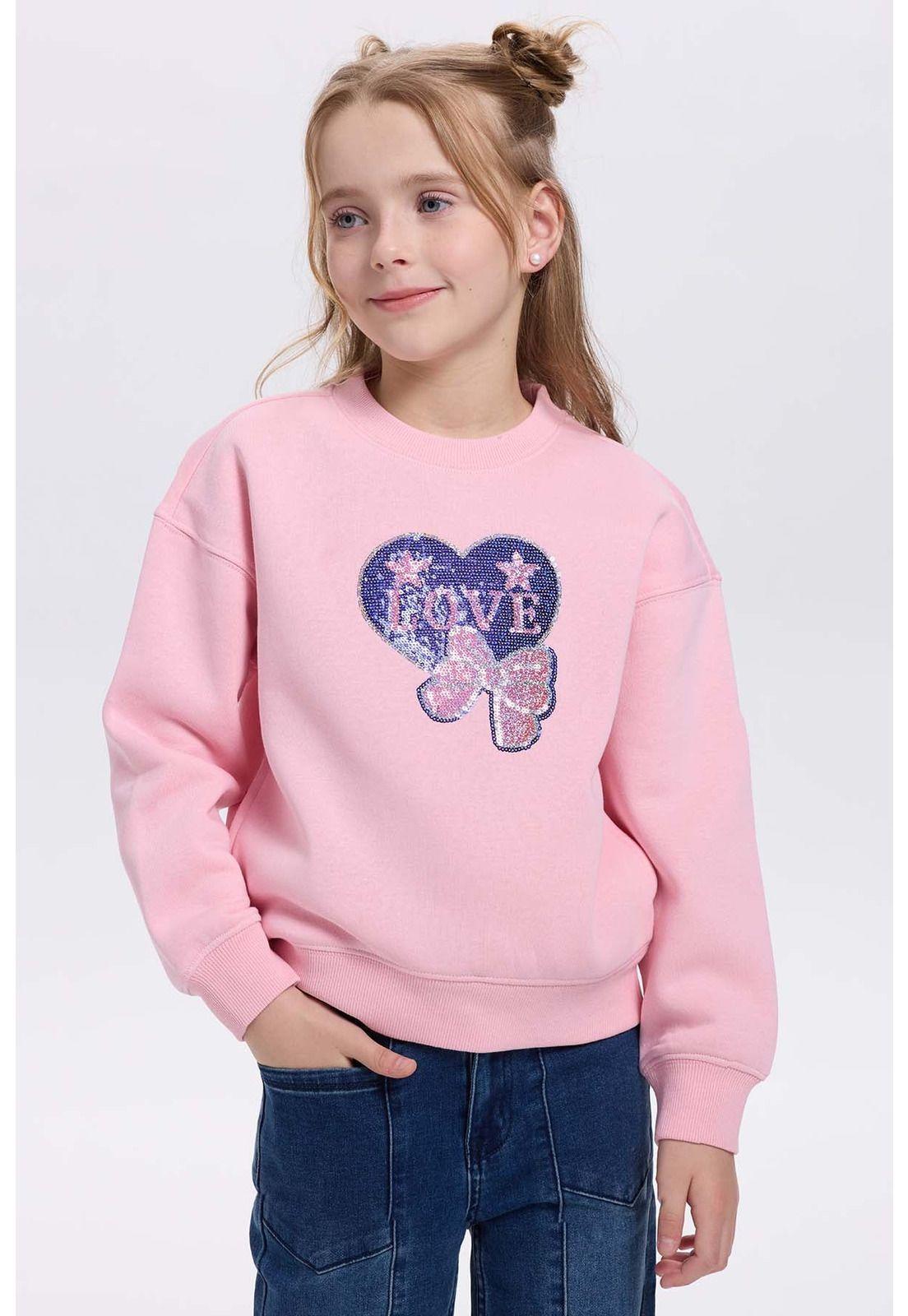 Polerón Niña Print Cerrado Rosado-1