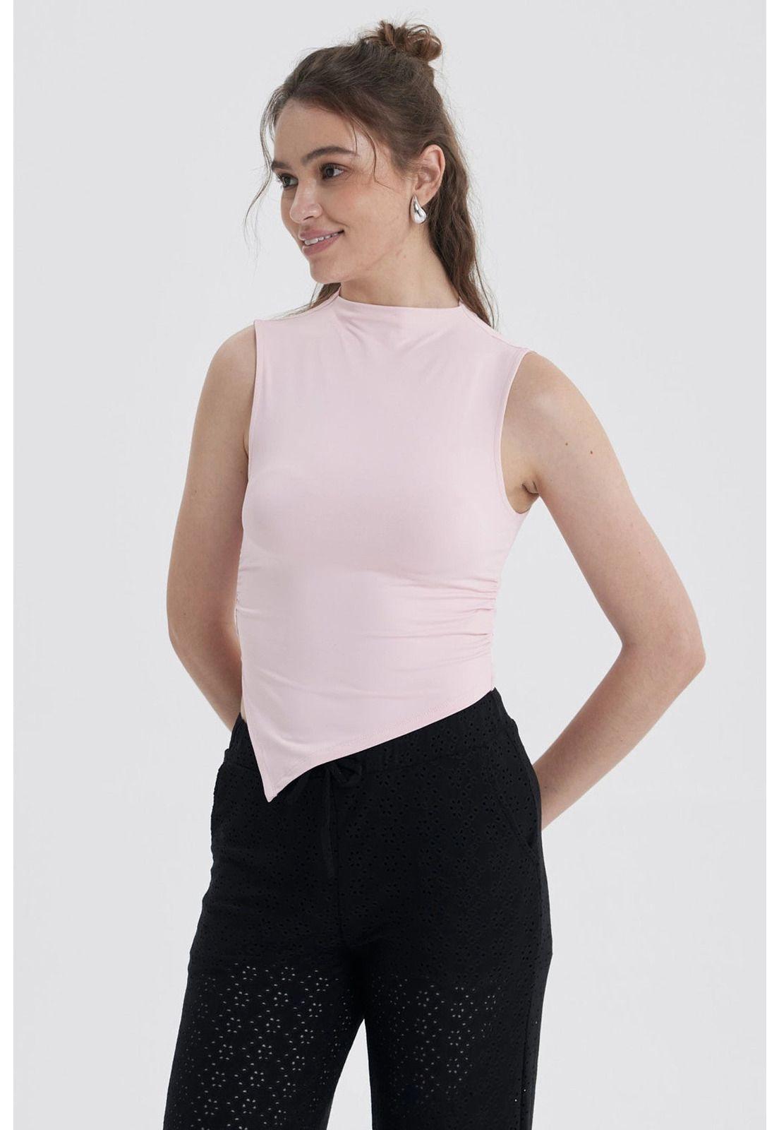 Polera Mujer Basta Asimétrica Rosa-0