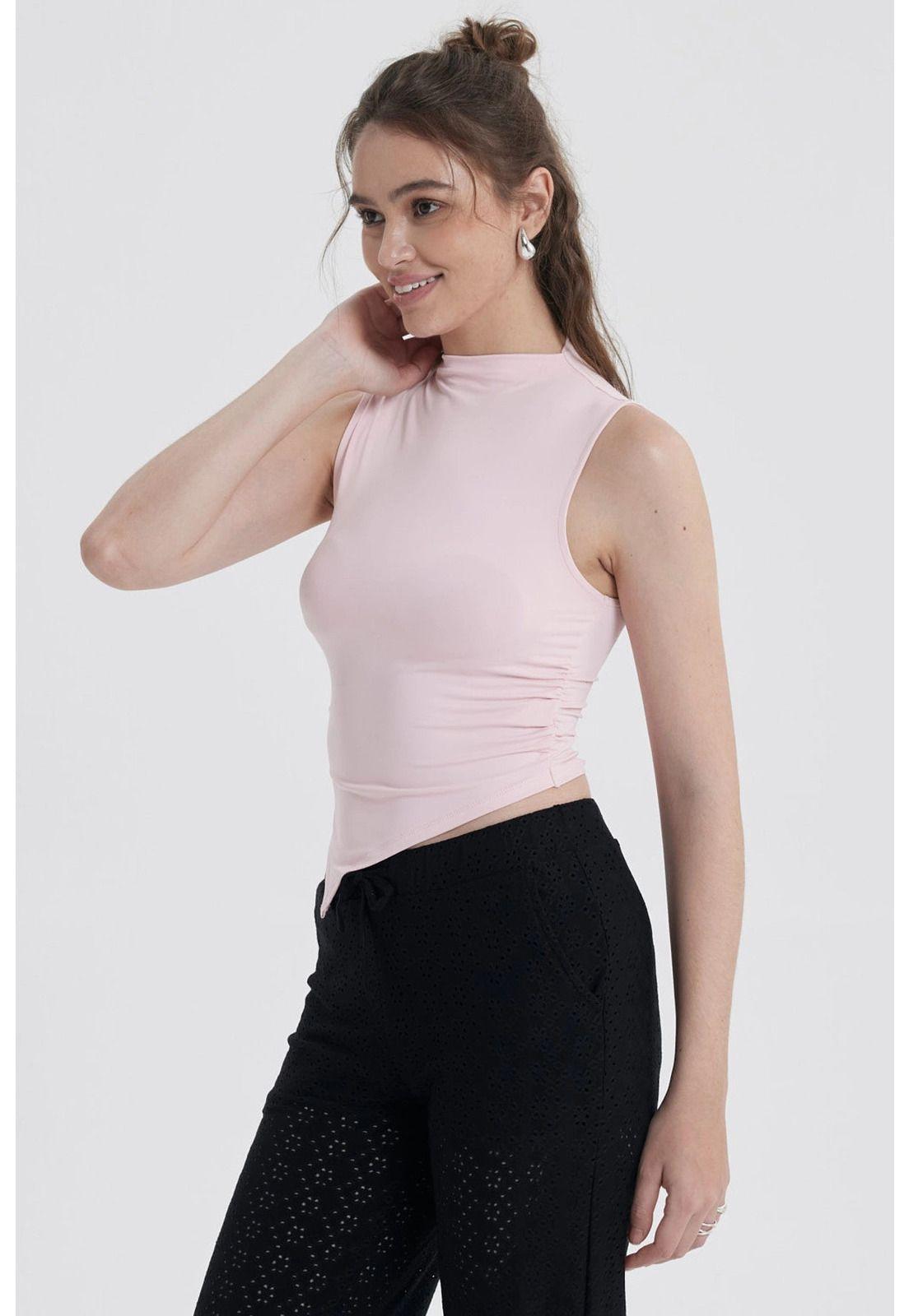 Polera Mujer Basta Asimétrica Rosa-1