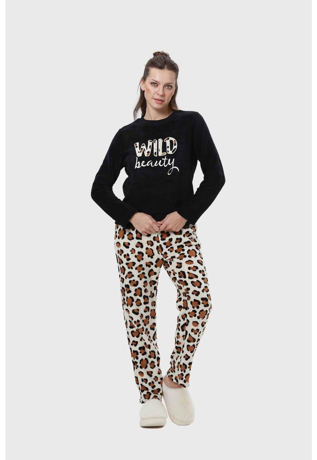 Pijama Mujer Polar Negro - ll-0