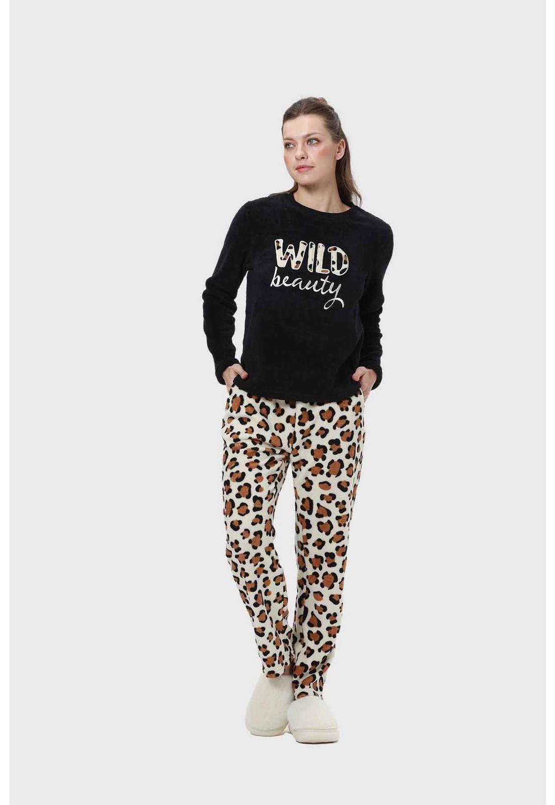 Pijama Mujer Polar Negro - ll-1