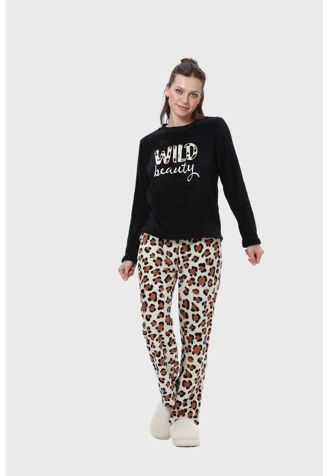 Pijama Mujer Polar Negro - ll-3