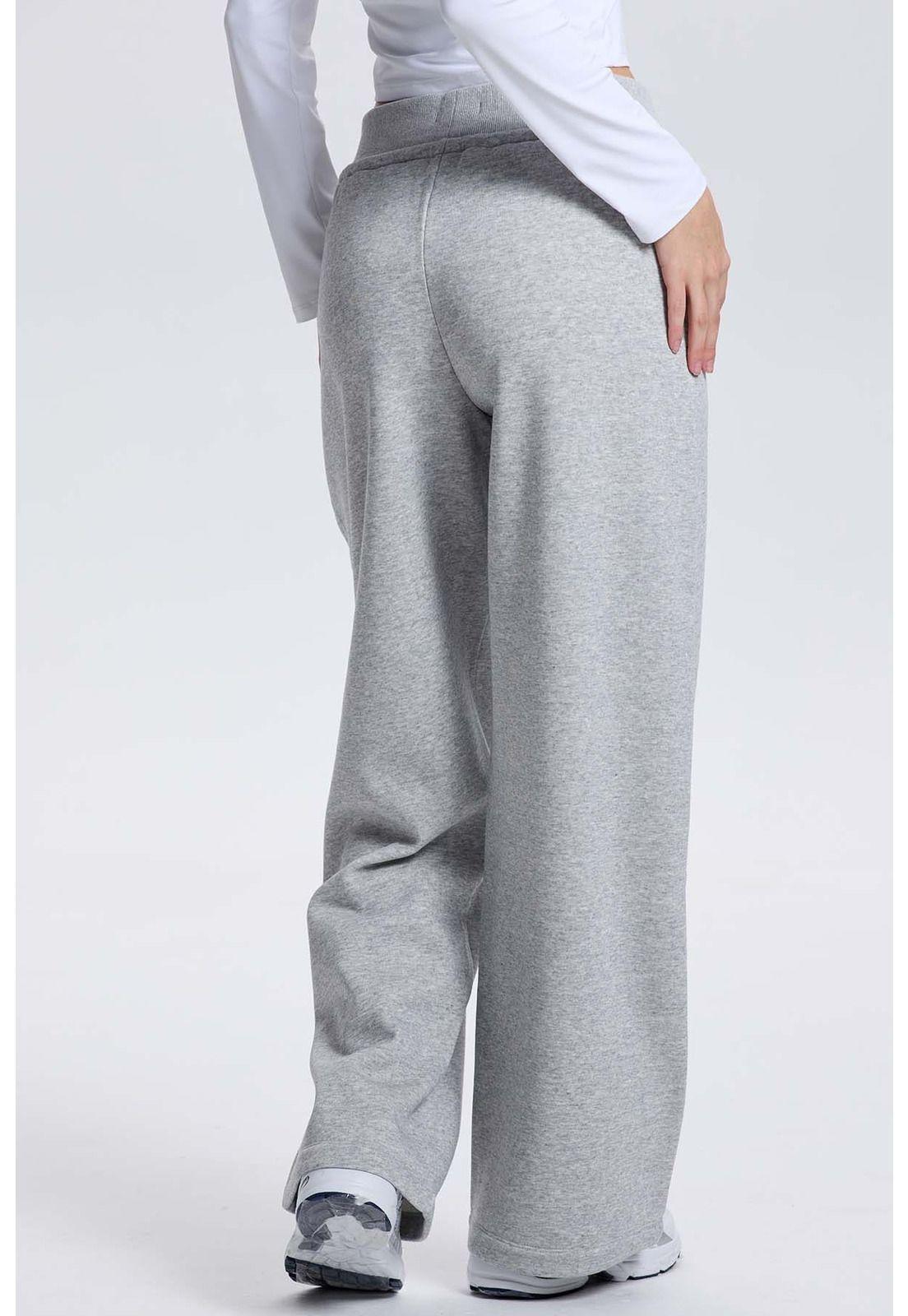 Pantalón Buzo Mujer Pretina Ancha Gris Melange-2