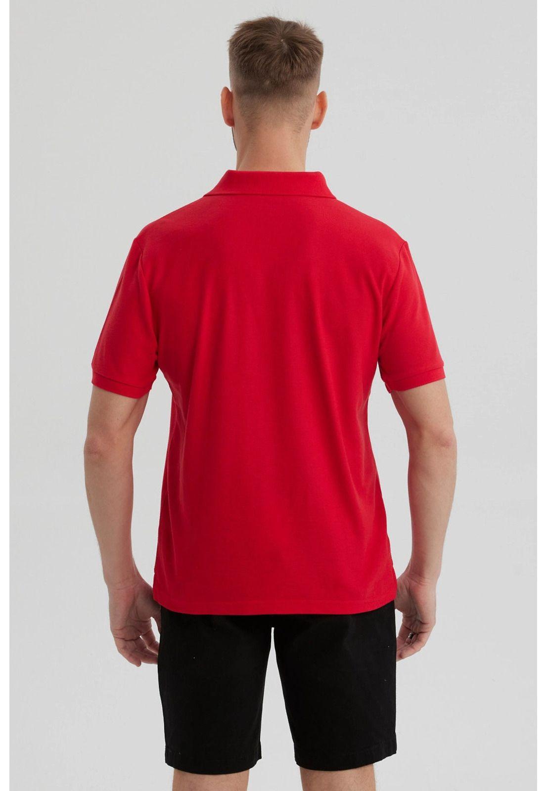 Polera Hombre Piqué Básica Lisa Rojo - ll-2