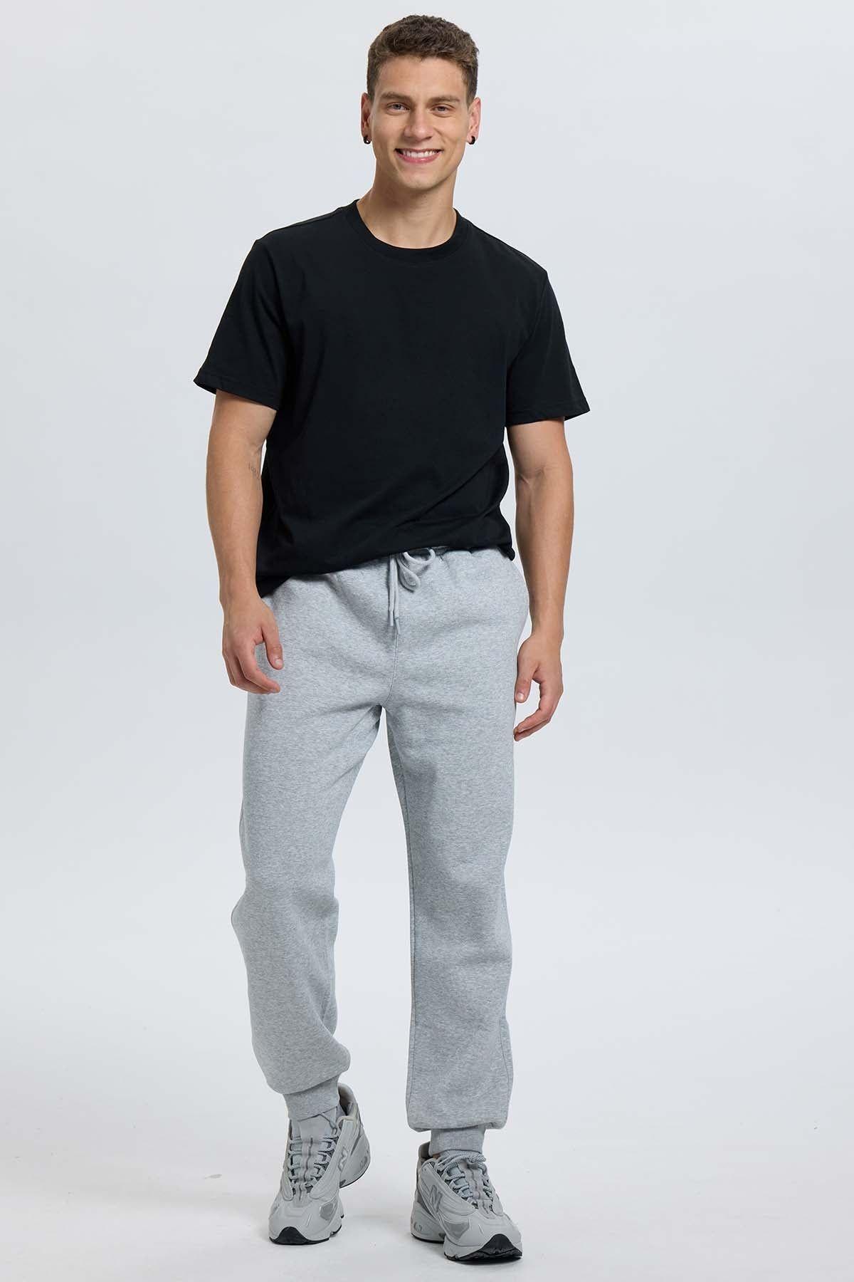 Pantalón Buzo Hombre Jogger Gris Melange-3