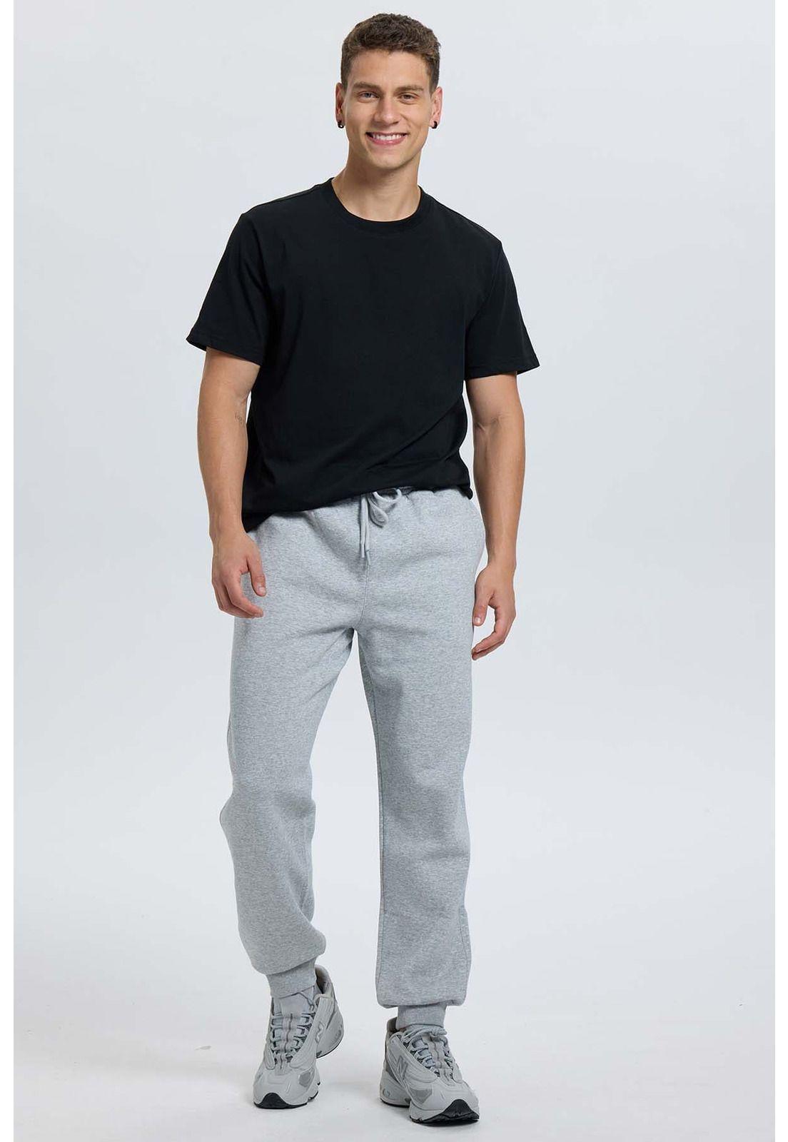 Pantalón Buzo Hombre Jogger Gris Melange-3