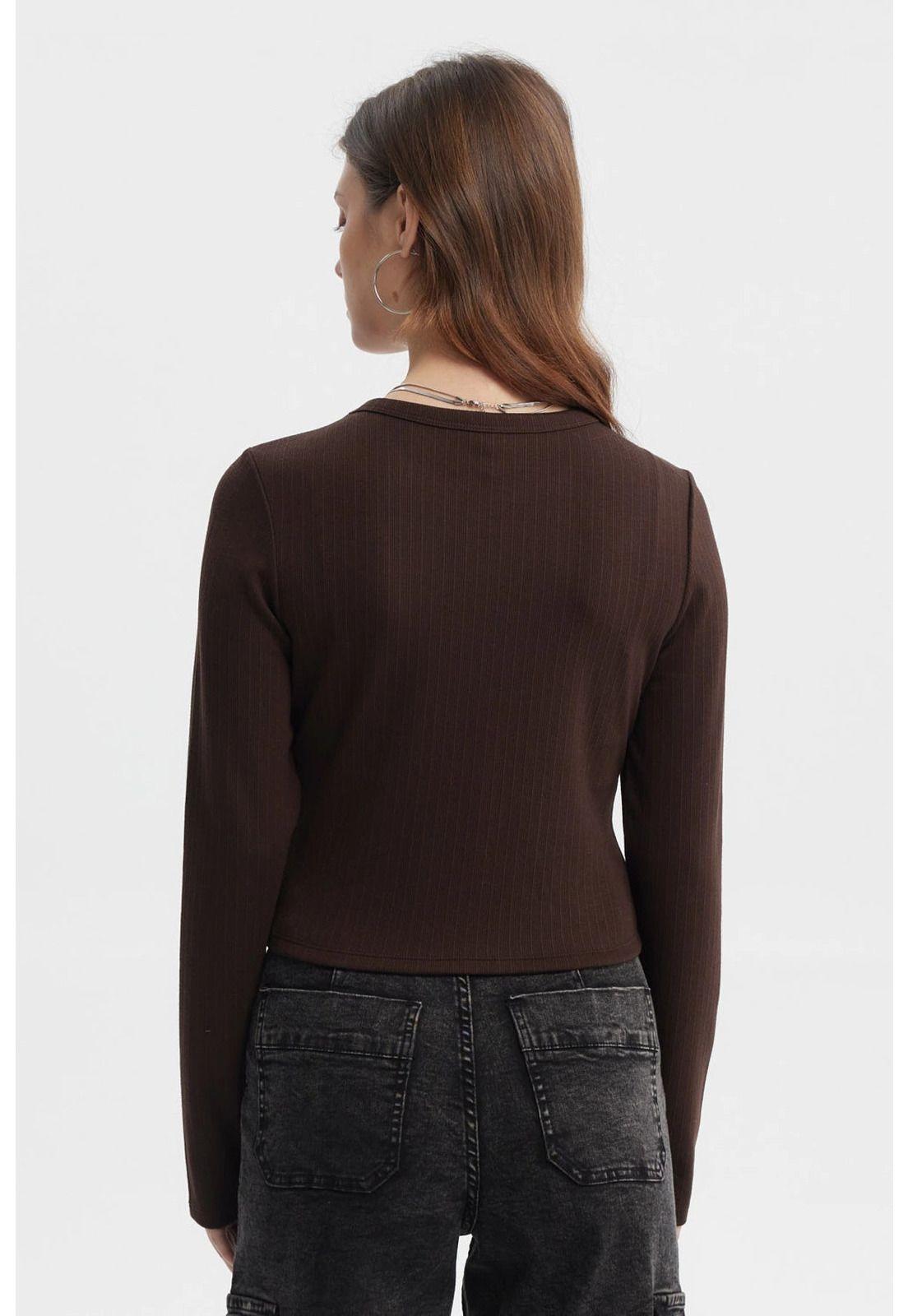 Polera Mujer Corte Diagonal Café Oscuro-2