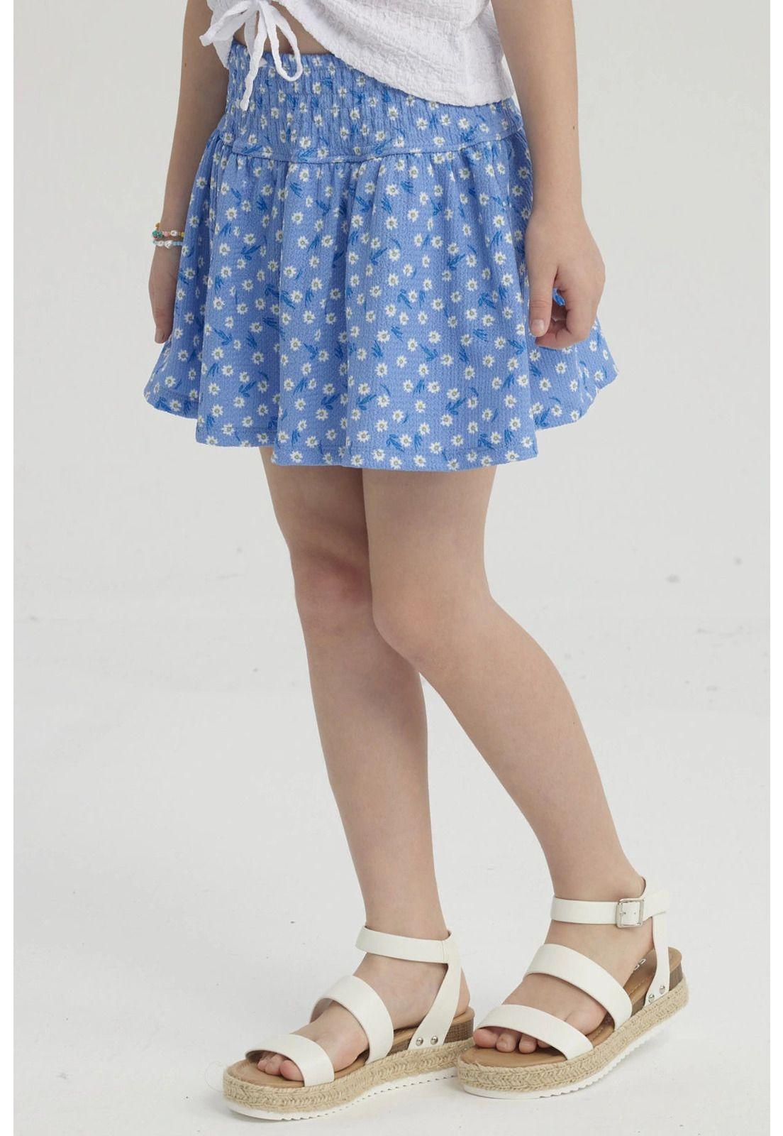 Falda Niña Short Pretina Panal Azulino-1