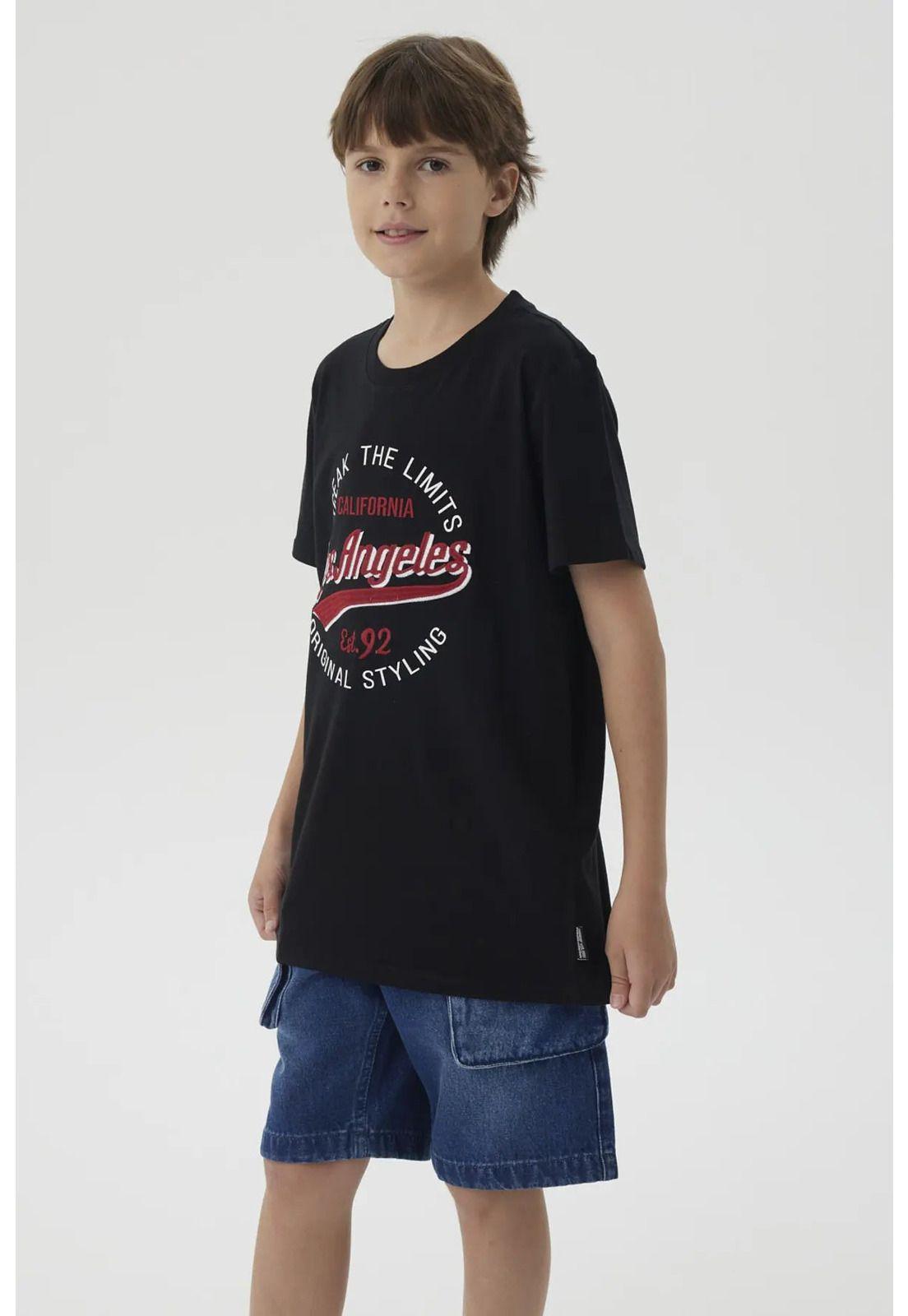 Polera Niño Letras Bordadas Negro-1