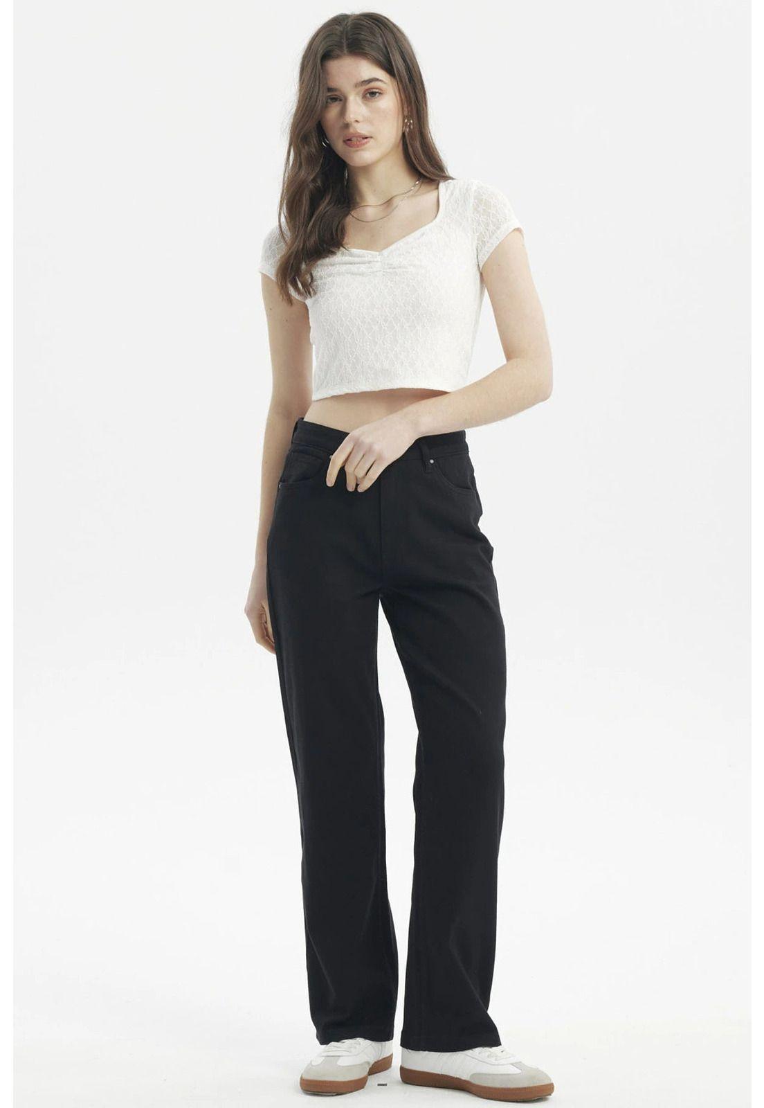 Jeans Mujer Calce Recto Color Negro - ll-3