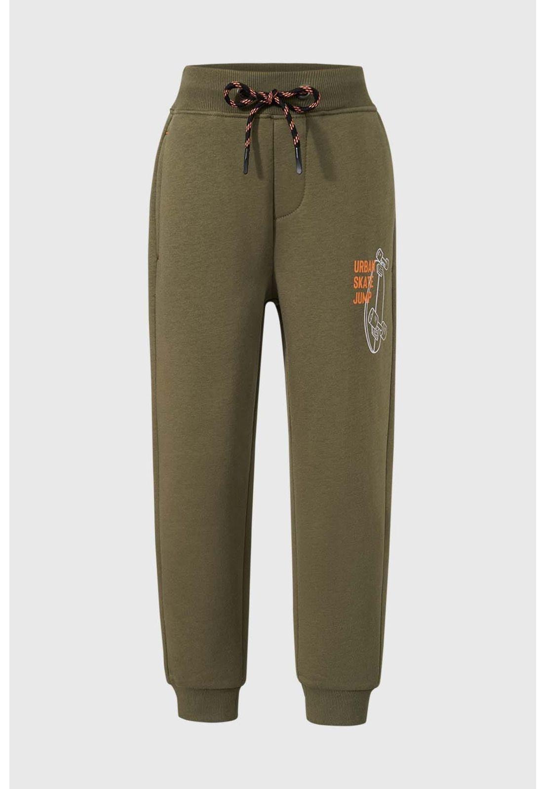 Pantalón Buzo Niño Jogger Print Verde-0