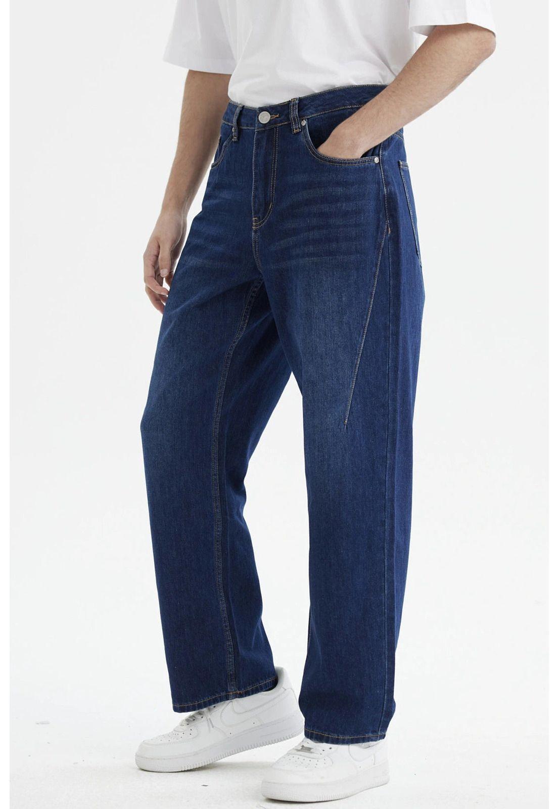 Jeans Hombre Calce Recto Pinza Azul-1