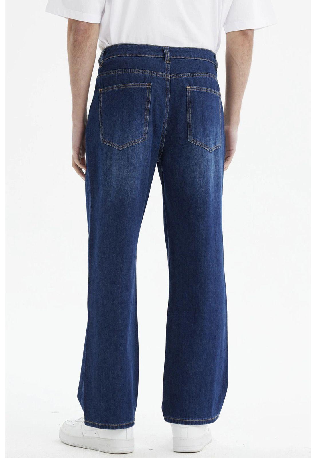 Jeans Hombre Calce Recto Pinza Azul-2