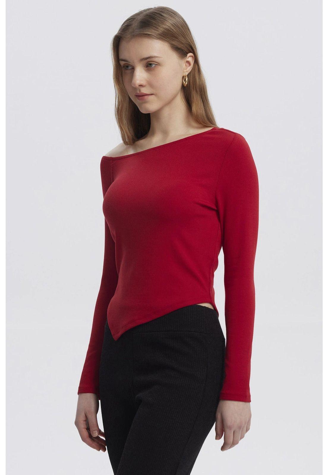 Polera Mujer Asimétrica Rojo-1