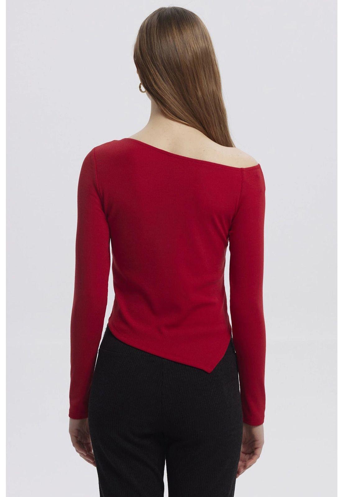 Polera Mujer Asimétrica Rojo-2