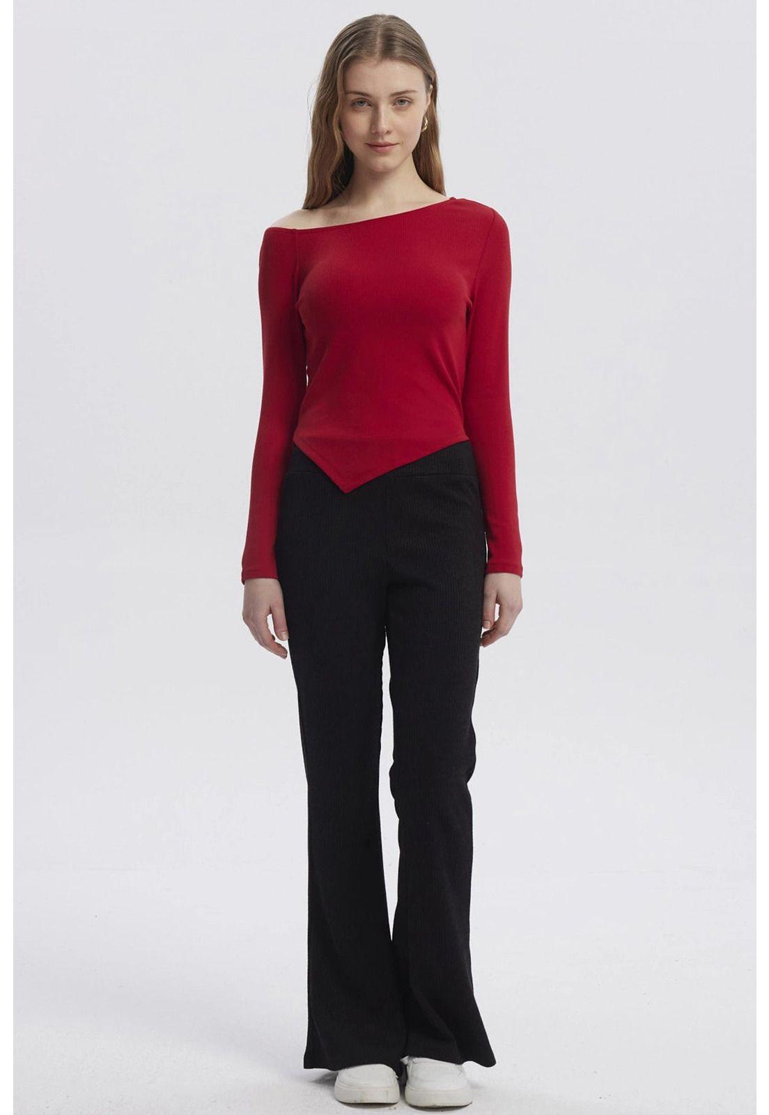 Polera Mujer Asimétrica Rojo-3